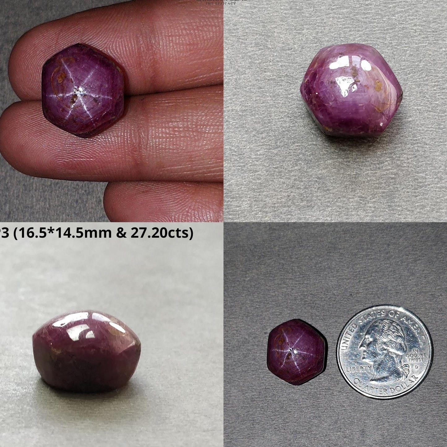 Johnson Star Ruby Gemstone Cabochon : 16cts - 32cts Natural Untreated Unheated Red 6Ray Star Ruby Hexagon Shape