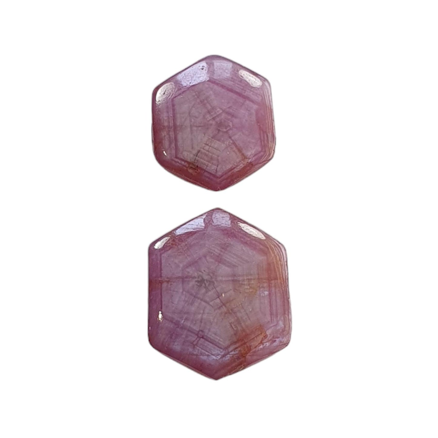 Star Trapiche Ruby Gemstone Cabochon : 13.40cts Natural Untreated Unheated 6Ray Star Ruby Hexagon Shape 12.5*10.5mm - 14.5*12mm 2pcs