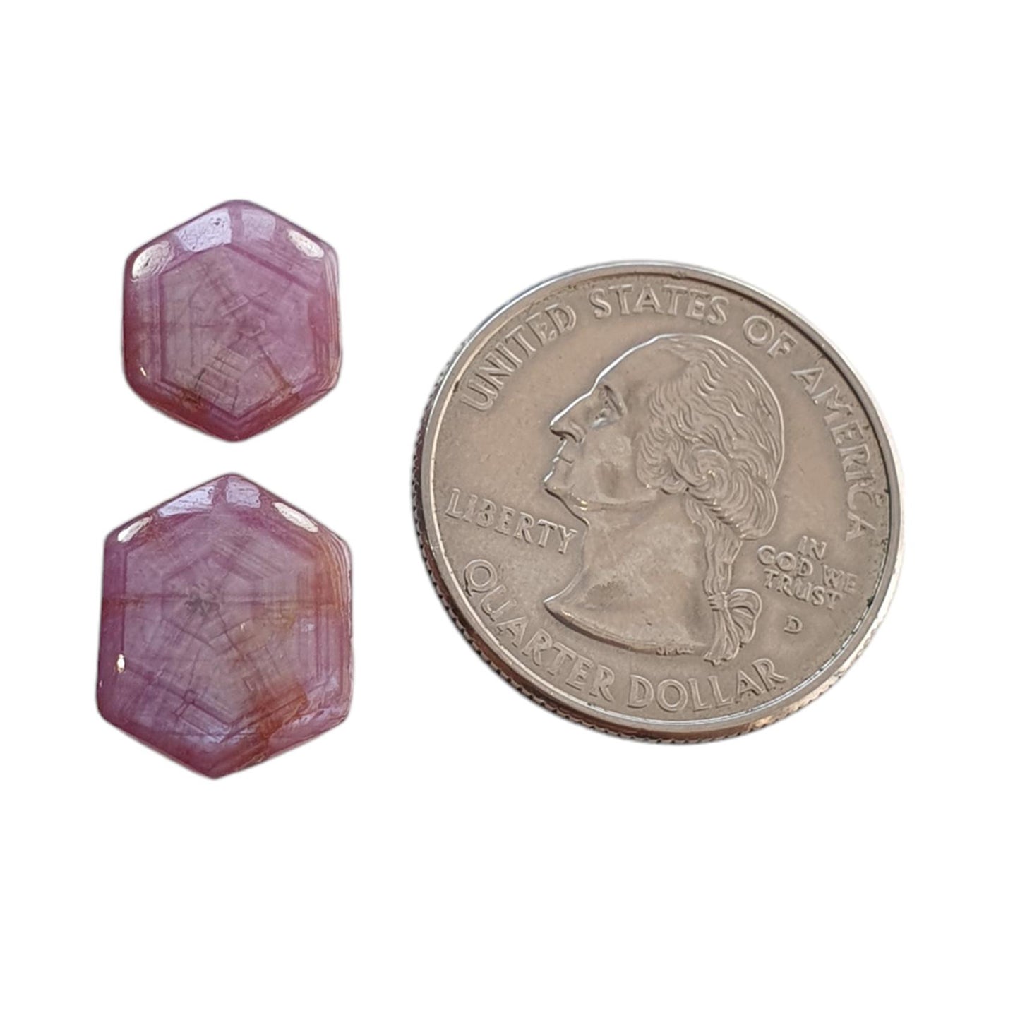 Star Trapiche Ruby Gemstone Cabochon : 13.40cts Natural Untreated Unheated 6Ray Star Ruby Hexagon Shape 12.5*10.5mm - 14.5*12mm 2pcs