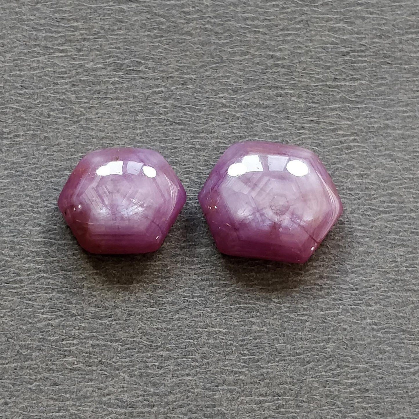 Star Trapiche Ruby Gemstone Cabochon : 13.40cts Natural Untreated Unheated 6Ray Star Ruby Hexagon Shape 12.5*10.5mm - 14.5*12mm 2pcs