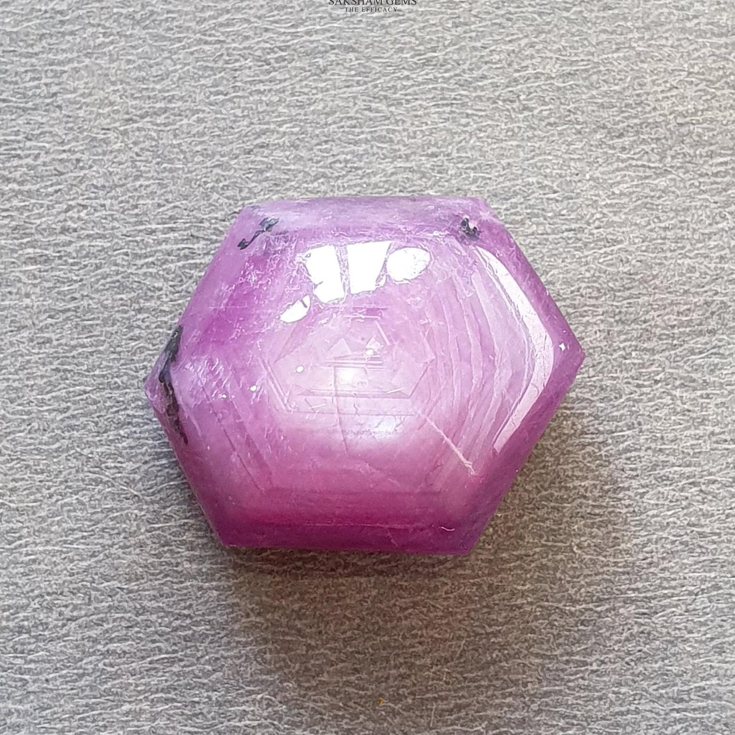 Star RUBY Gemstone Cabochon : 69.40cts Natural Untreated African Red Ruby 6Ray Star Hexagon Shape 24.5*19.5mm