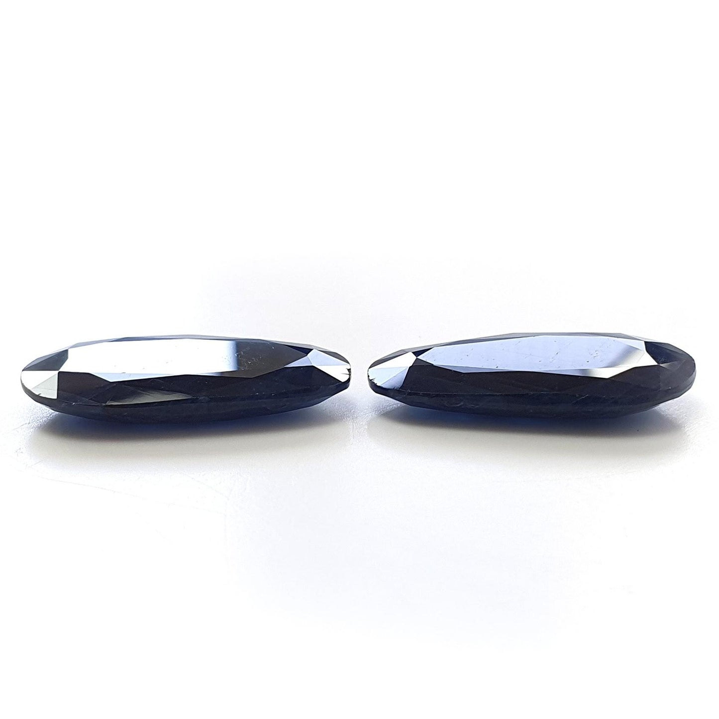 Blue Sapphire Gemstone Normal Cut : Natural Untreated Unheated Both Side Faceted Sapphire Uneven Shape Pair