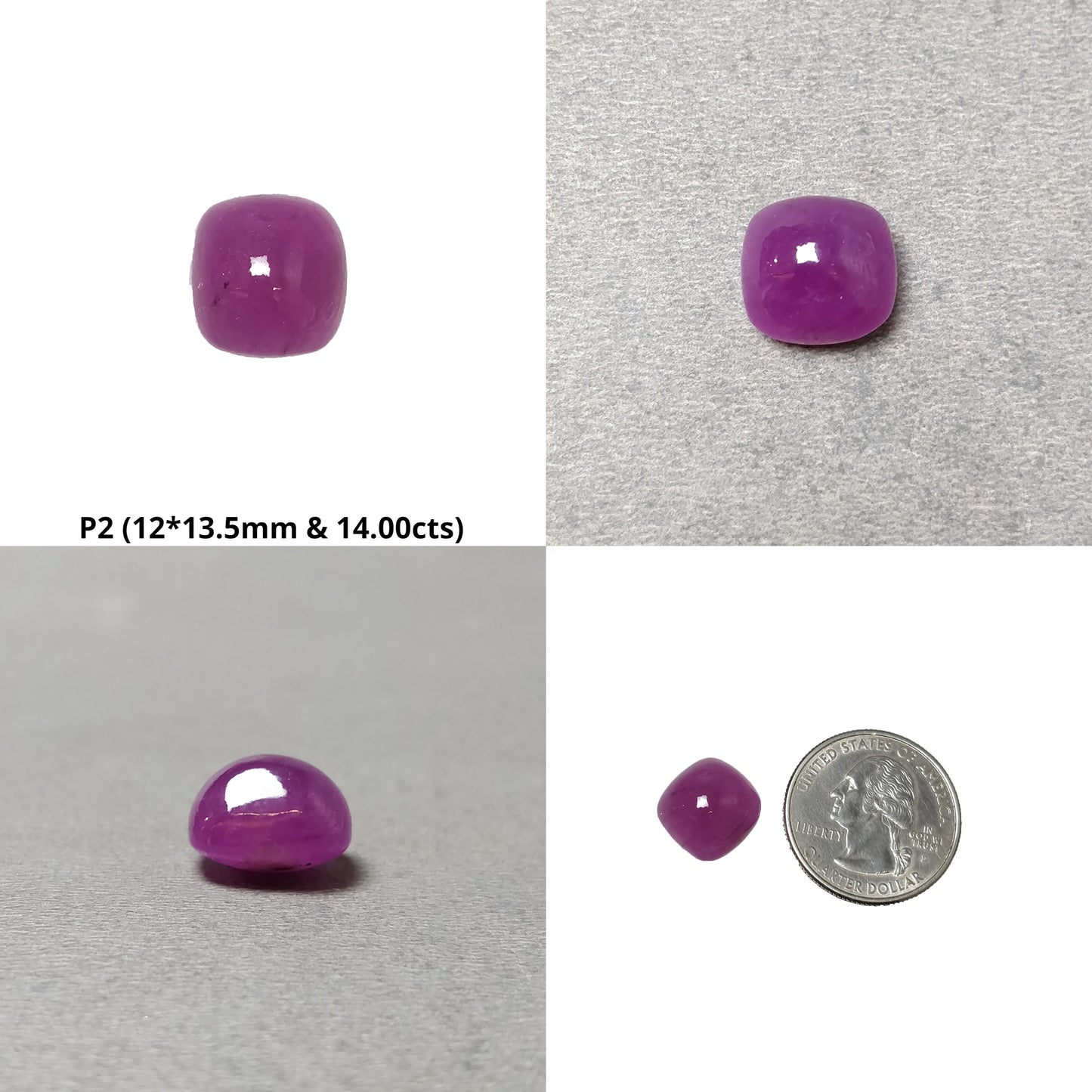 Ruby Gemstone Cabochon : Natural Untreated Unheated Ruby Cushion & Triangle Shape 1pc