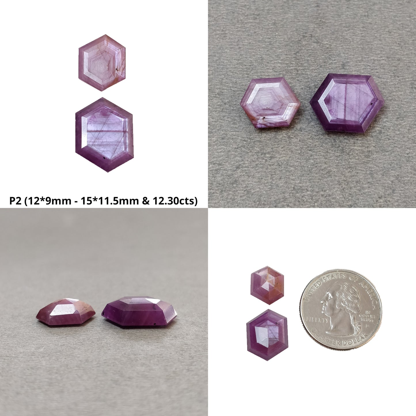Sapphire Gemstone Normal Cut : Natural Untreated Unheated Raspberry Pink Sheen Sapphire Hexagon Uneven Shape Piece & set