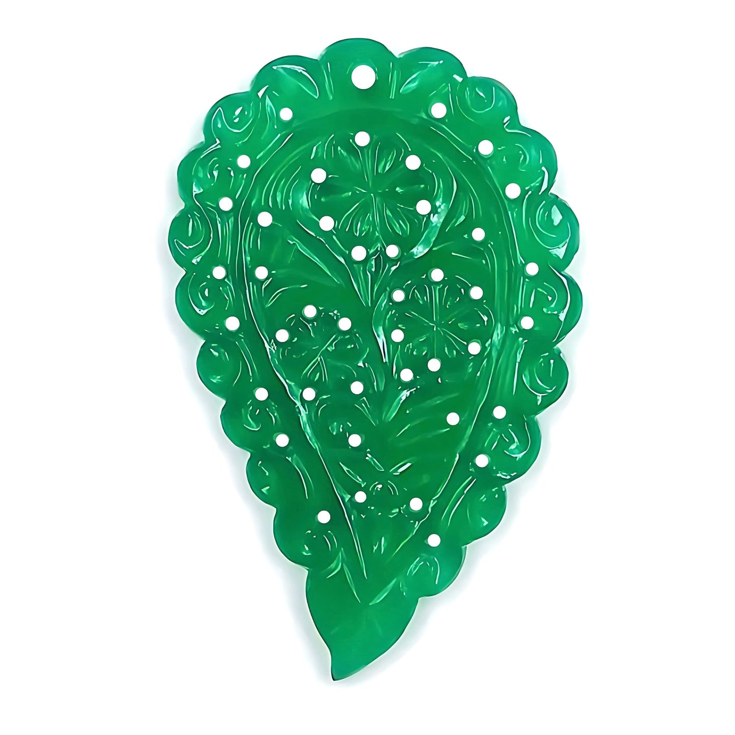 Indian LEAF Hand Carved : 50.00cts Natural Onyx Gemstone One Sided Hand Carved Big Size Indian Leaf 55*35mm 1pc For Pendant