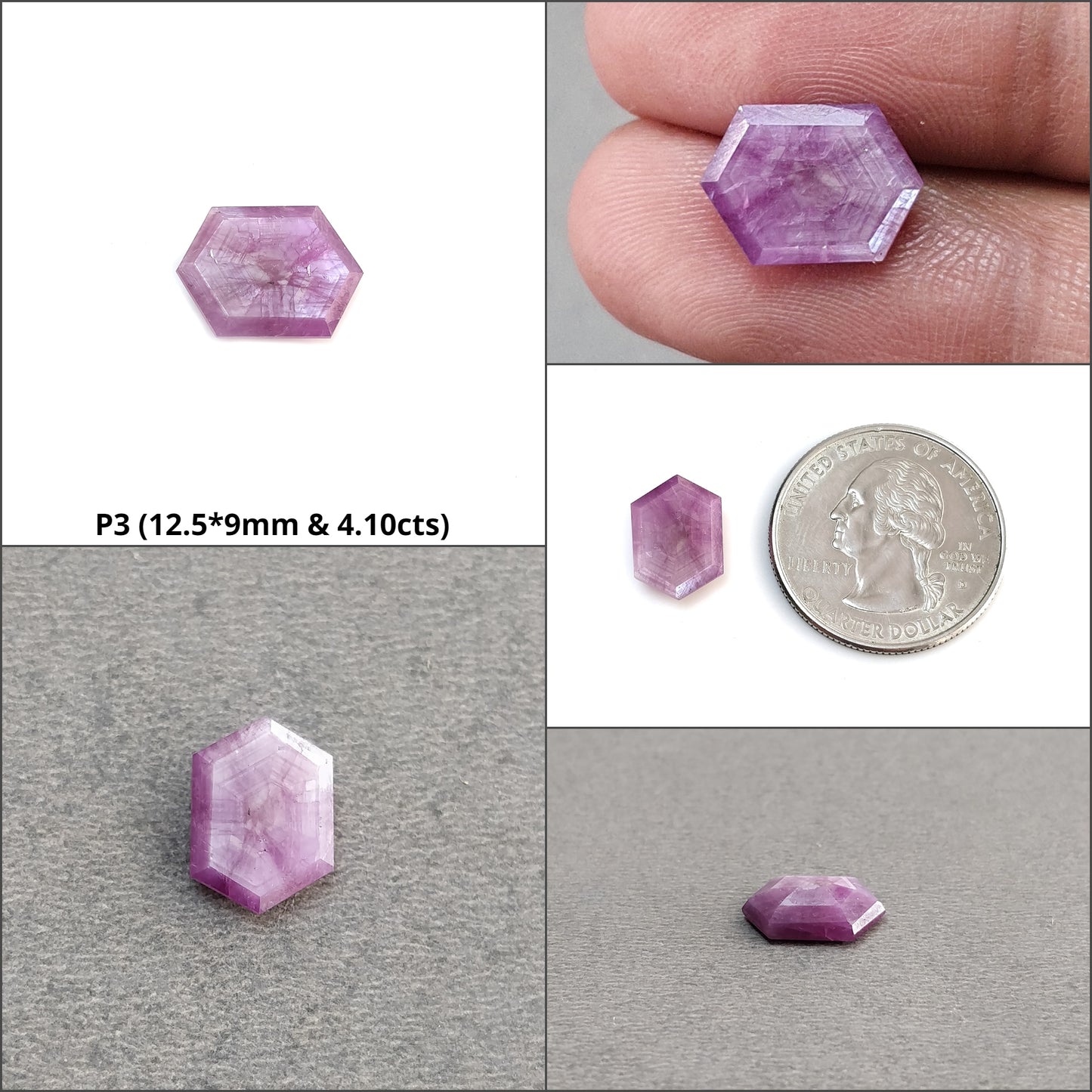Sapphire TRAPICHE Normal Cut : Natural Untreated Raspberry Pink Sheen Sapphire Gemstone 6Ray Trapiche Hexagon Shape