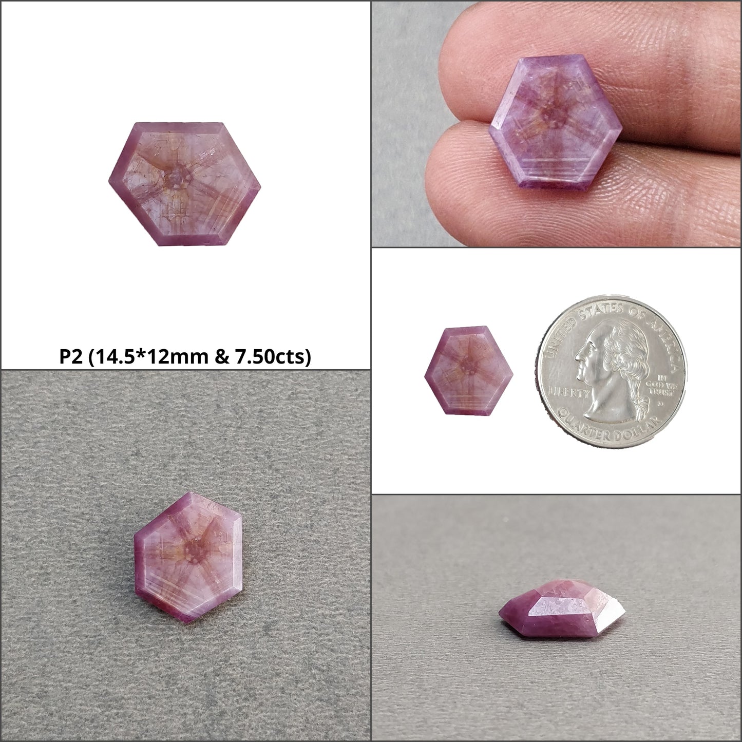 Sapphire TRAPICHE Normal Cut : Natural Untreated Raspberry Pink Sheen Sapphire Gemstone 6Ray Trapiche Hexagon Shape