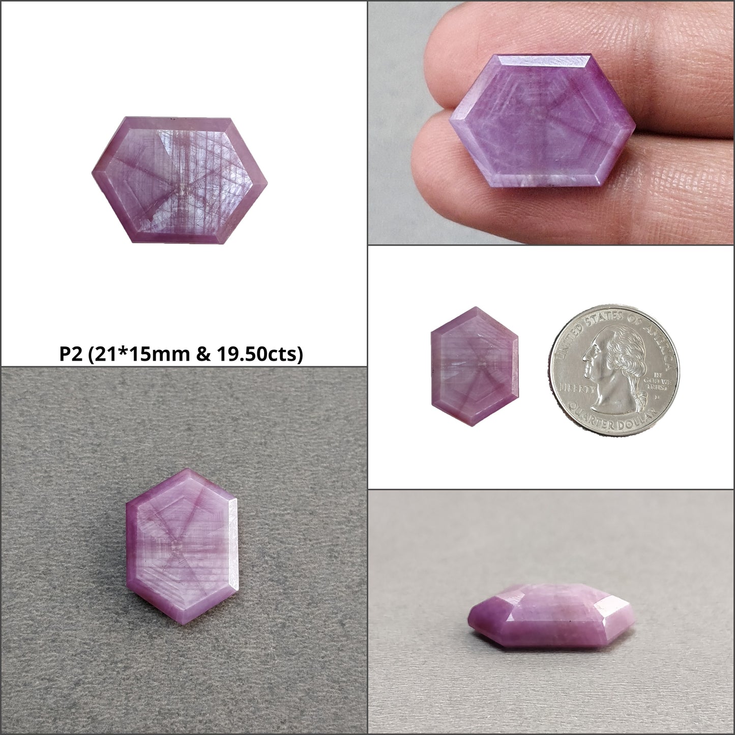Sapphire TRAPICHE Normal Cut : Natural Untreated Raspberry Pink Sheen Sapphire Gemstone 6Ray Trapiche Hexagon Shape