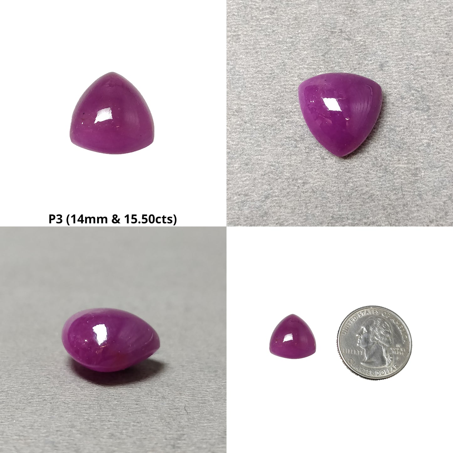 Ruby Gemstone Cabochon : Natural Untreated Unheated Ruby Cushion & Triangle Shape 1pc