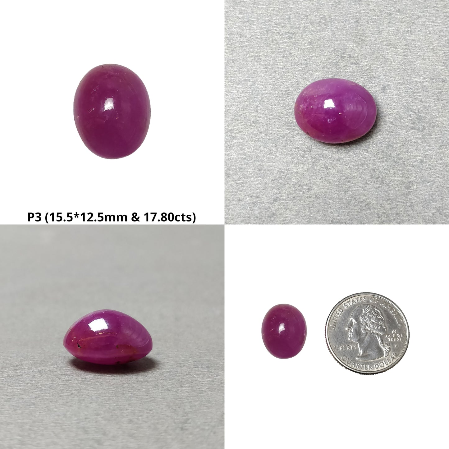 Ruby Gemstone Cabochon : Natural Untreated Unheated Ruby Oval Shape 1pc