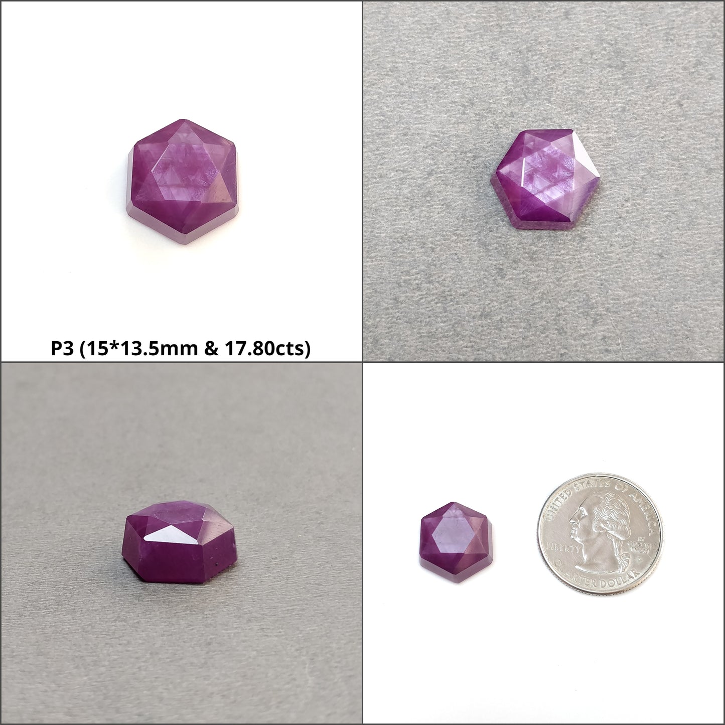 Raspberry Sheen Sapphire Gemstone Normal Cut : Natural Untreated Unheated Pink Sapphire Hexagon Shape