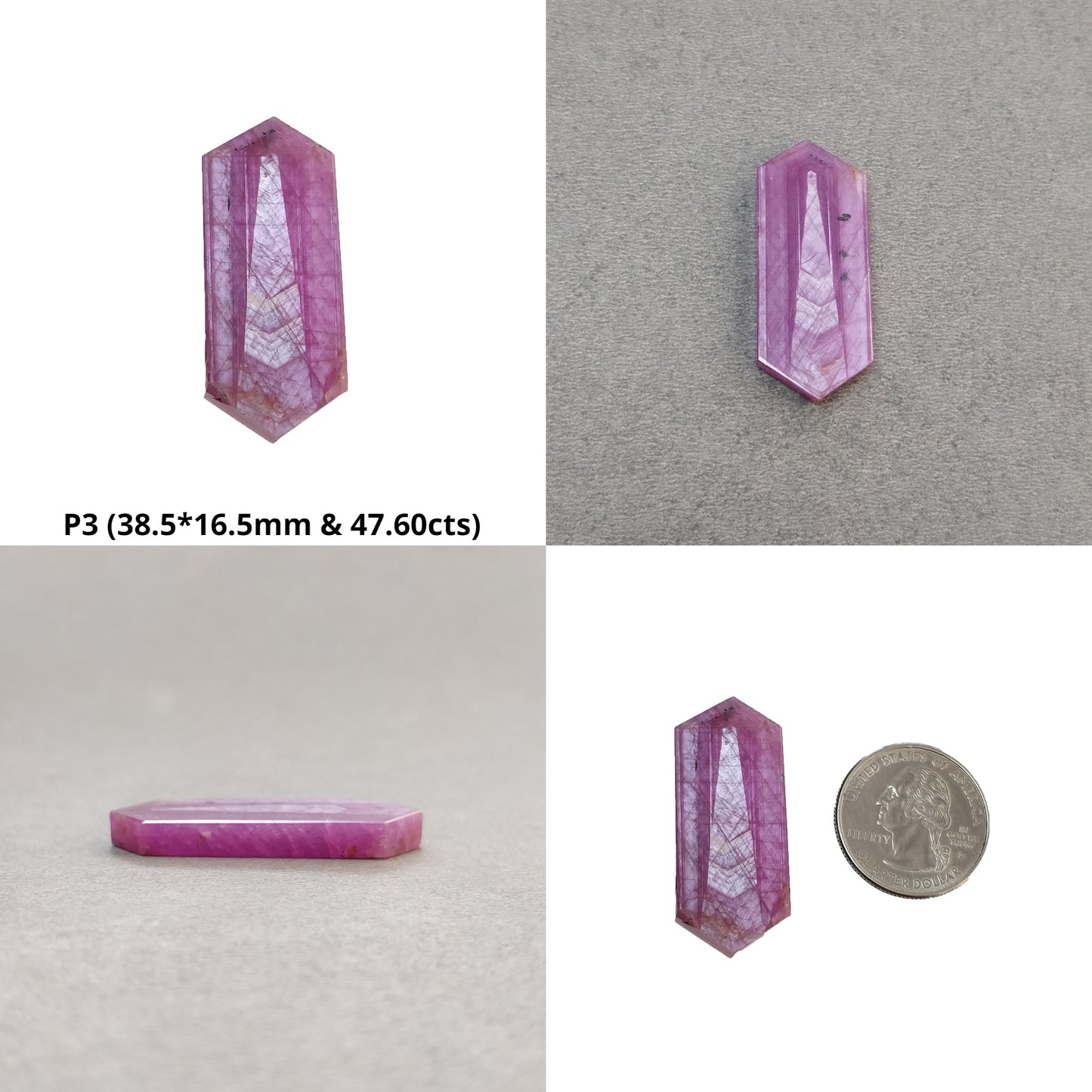 Rosemary Sheen Sapphire Gemstone Flat Slices : Natural Untreated Pink Sapphire Hexagon Shape