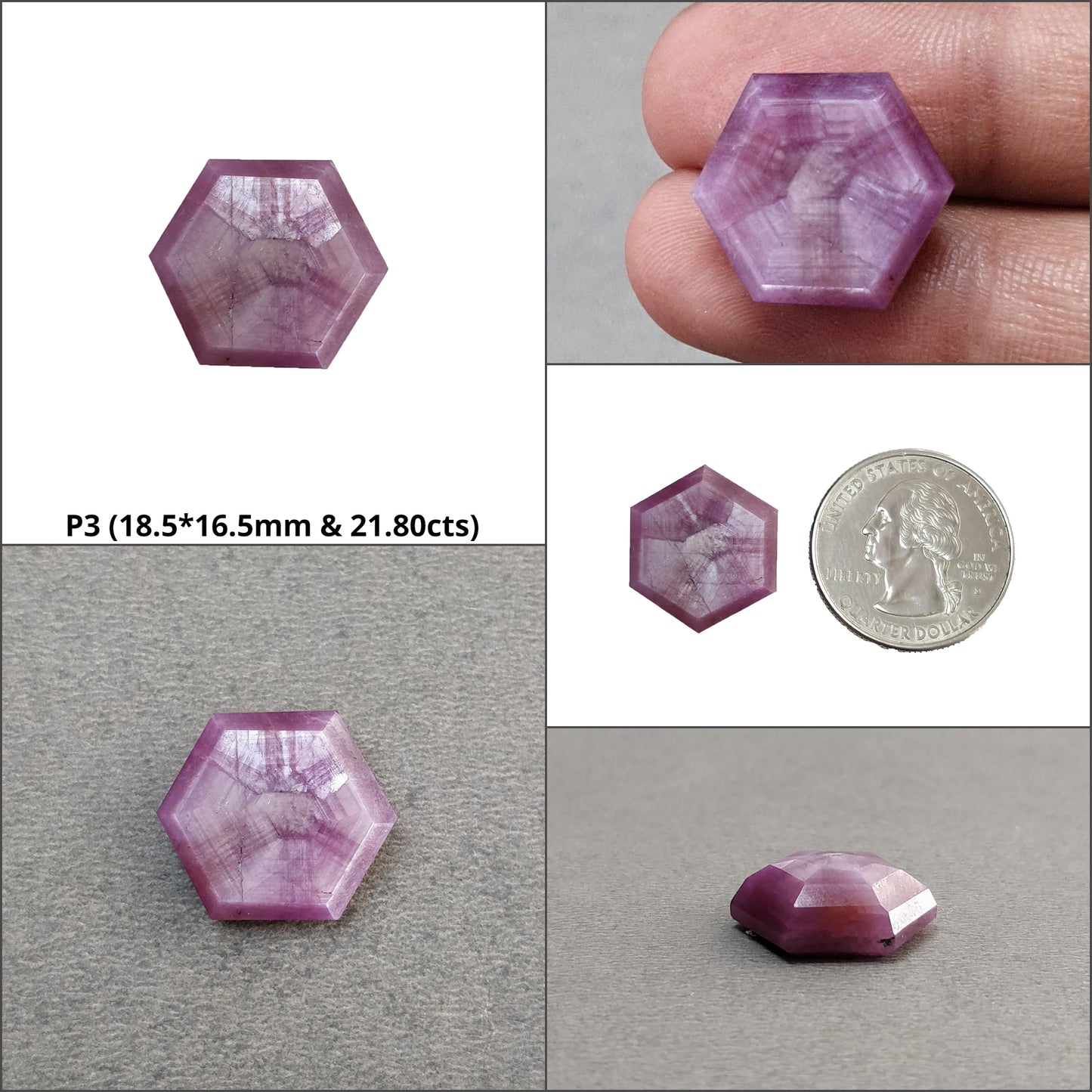Sapphire TRAPICHE Normal Cut : Natural Untreated Raspberry Pink Sheen Sapphire Gemstone 6Ray Trapiche Hexagon Shape