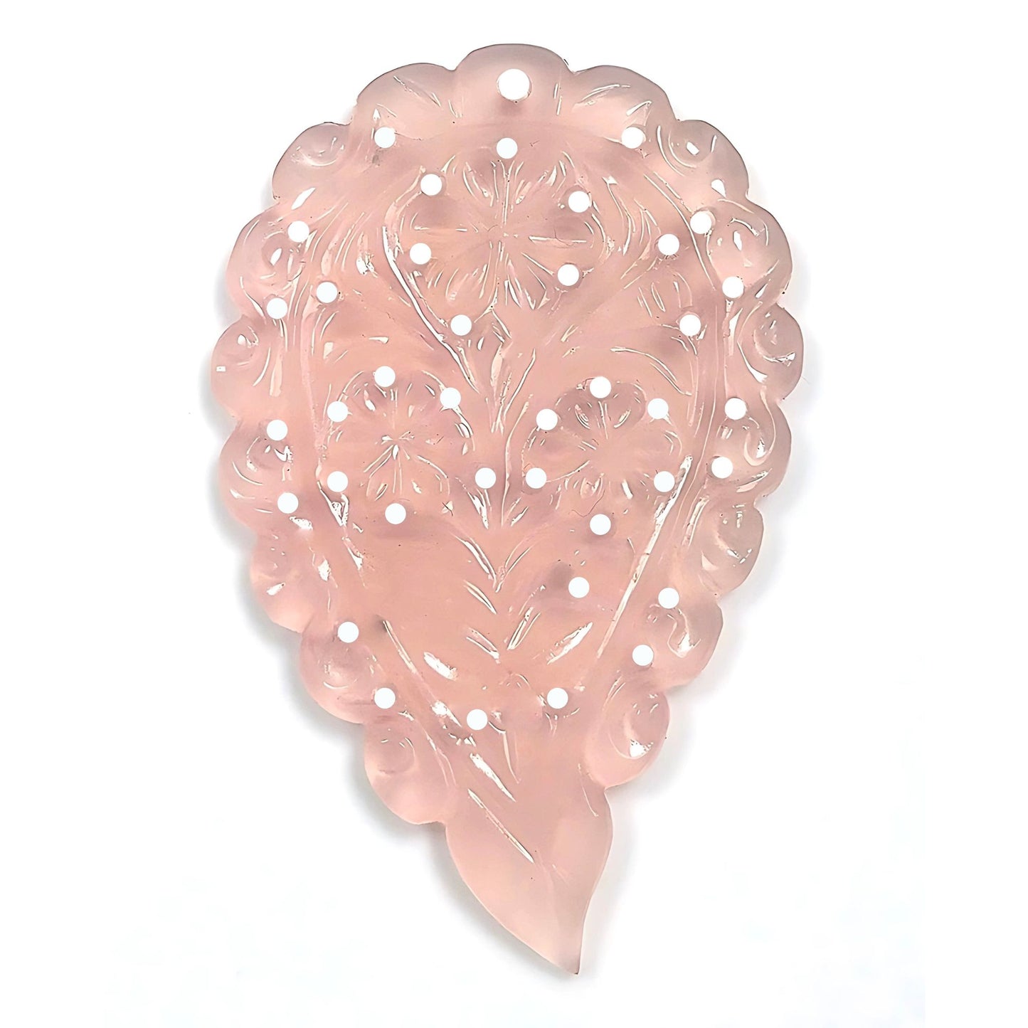 Indian LEAF Hand Carved : 50.00cts Natural Onyx Gemstone One Sided Hand Carved Big Size Indian Leaf 55*35mm 1pc For Pendant