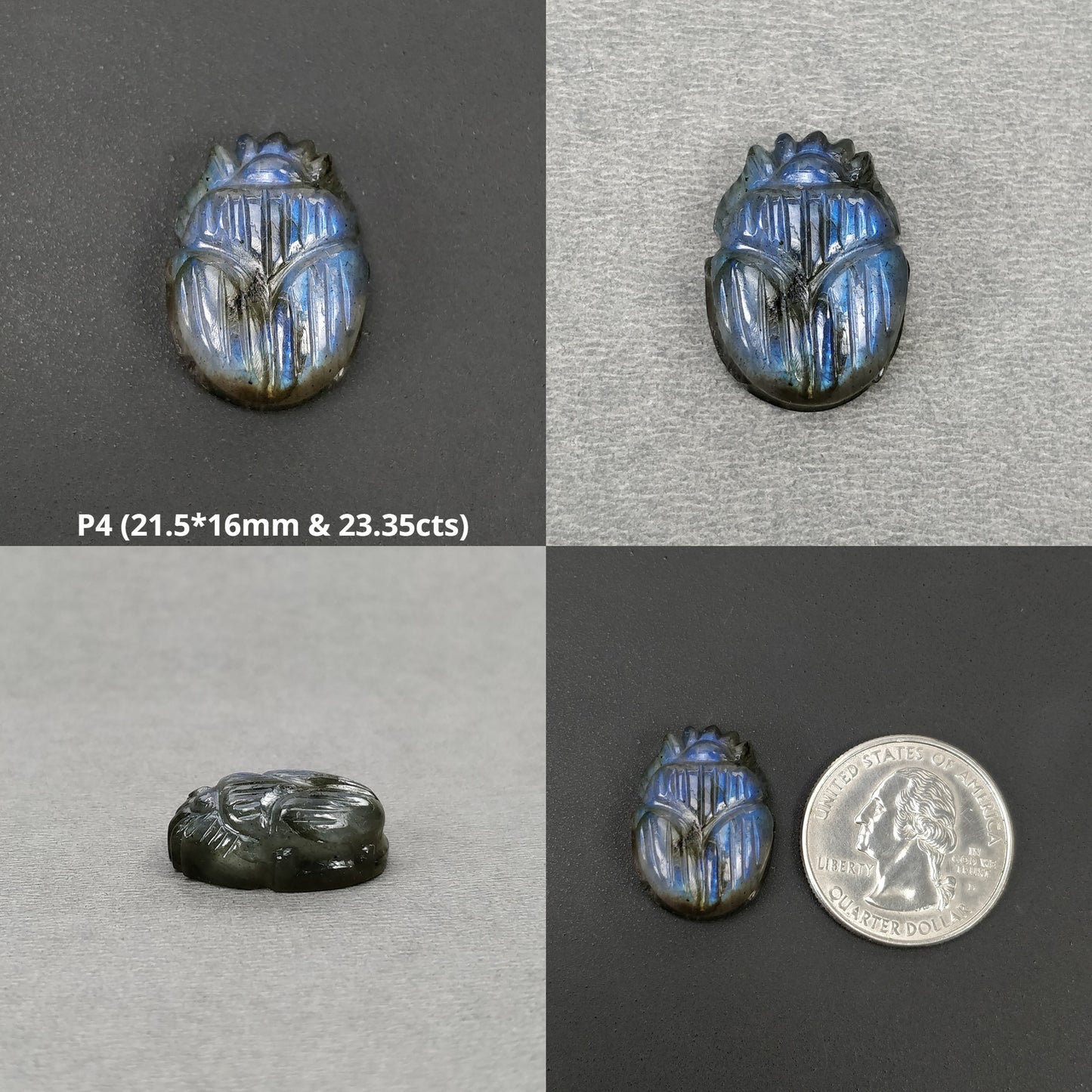 LABRADORITE Gemstone Carving : Natural Untreated Unheated Labradorite Hand Carved Scarabs