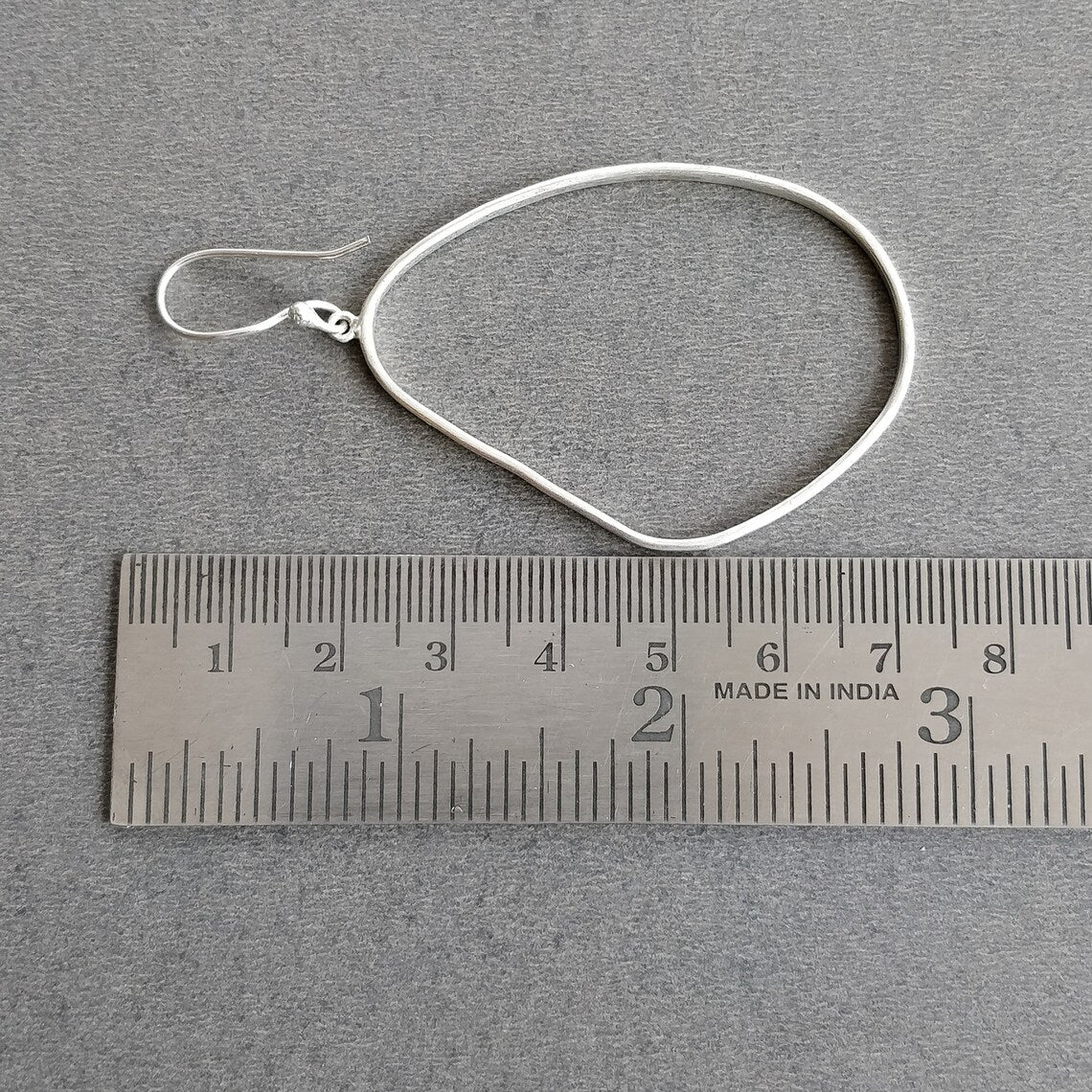 Handmade Brass Earring : 2.50" Silver Plated 4.00GMS Brass Boho Style Dainty Hoop Hook Earring Gift For Her