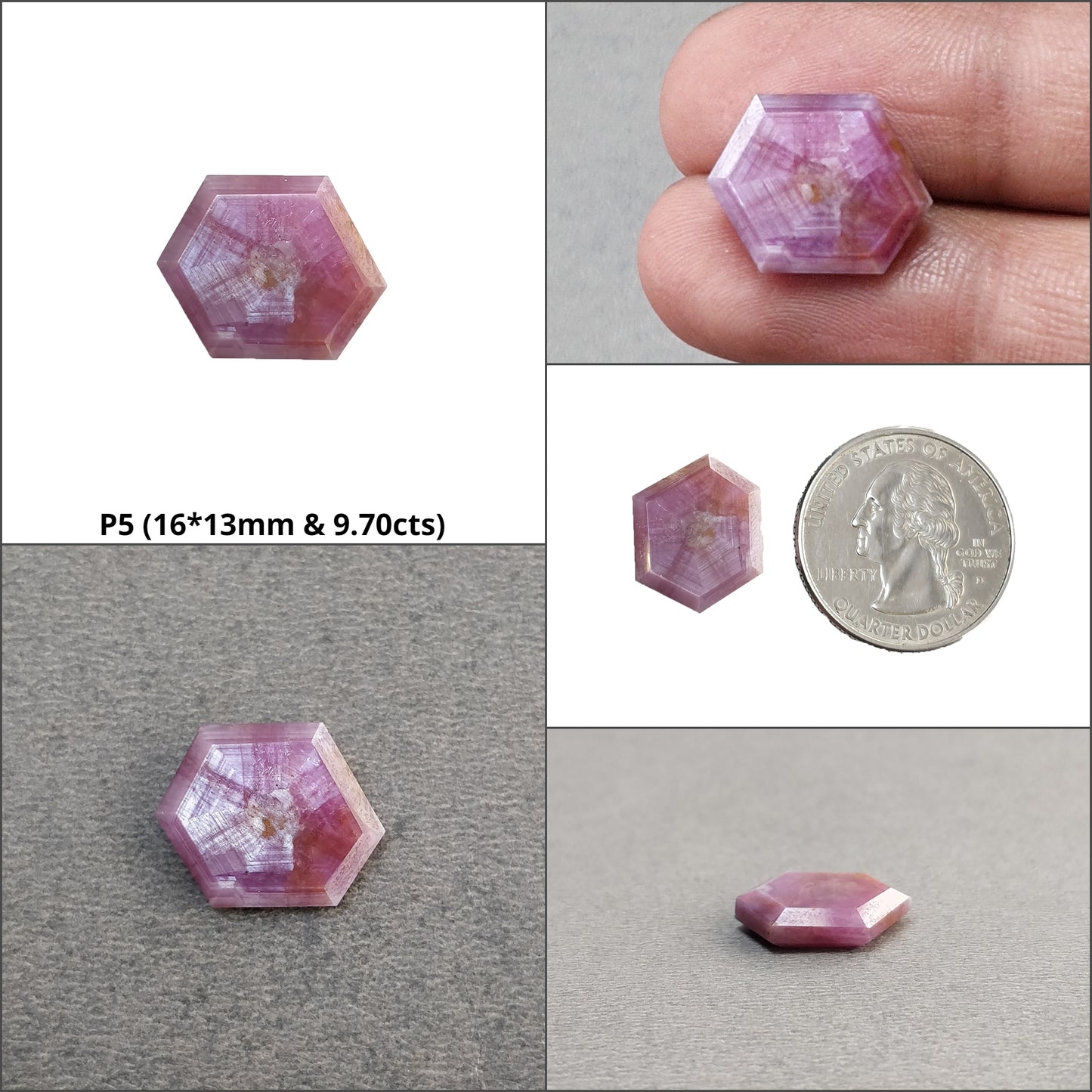 Sapphire TRAPICHE Normal Cut : Natural Untreated Raspberry Pink Sheen Sapphire Gemstone 6Ray Trapiche Hexagon Shape