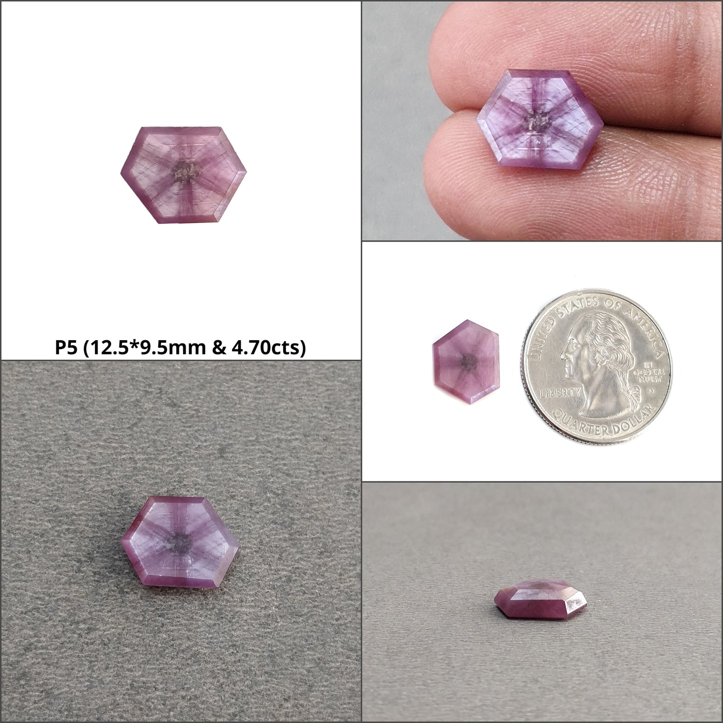 Sapphire TRAPICHE Normal Cut : Natural Untreated Raspberry Pink Sheen Sapphire Gemstone 6Ray Trapiche Hexagon Shape