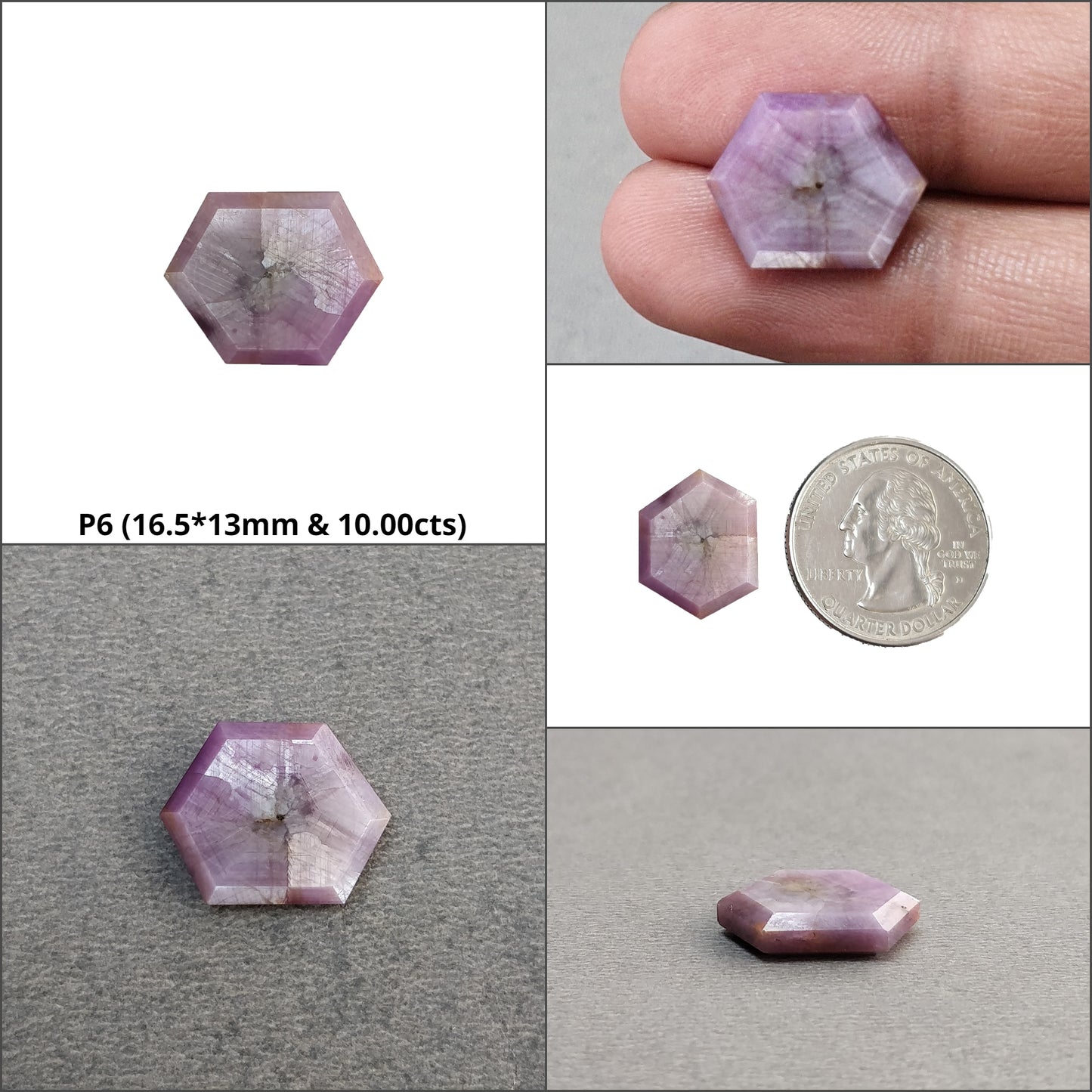 Sapphire TRAPICHE Normal Cut : Natural Untreated Raspberry Pink Sheen Sapphire Gemstone 6Ray Trapiche Hexagon Shape