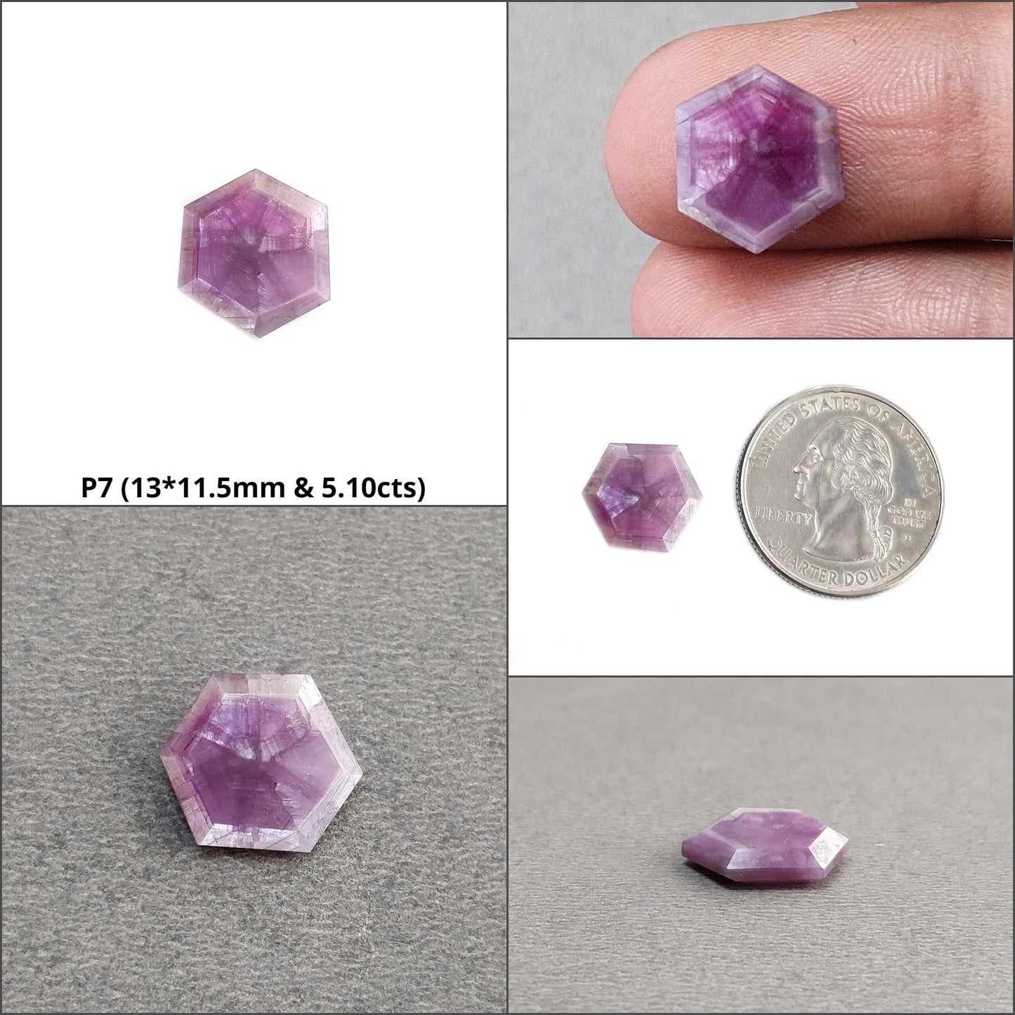 Sapphire TRAPICHE Normal Cut : Natural Untreated Raspberry Pink Sheen Sapphire Gemstone 6Ray Trapiche Hexagon Shape