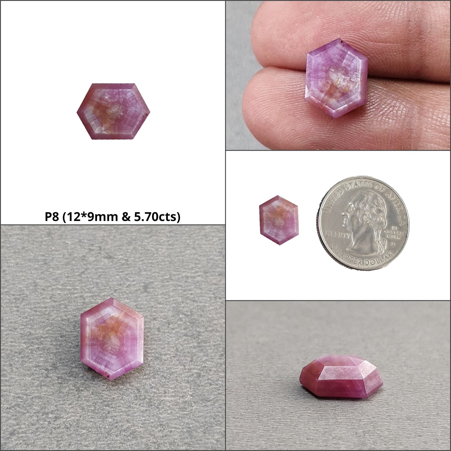 Sapphire TRAPICHE Normal Cut : Natural Untreated Raspberry Pink Sheen Sapphire Gemstone 6Ray Trapiche Hexagon Shape