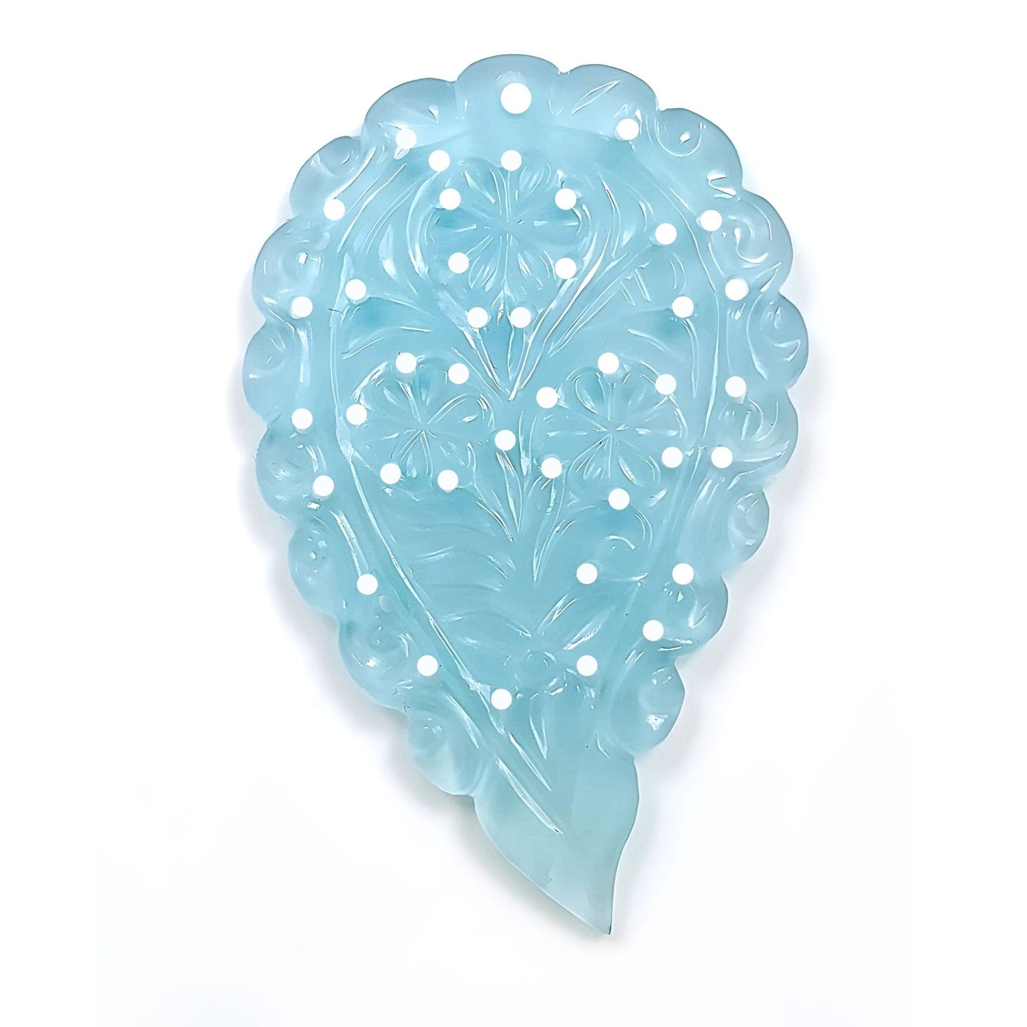 Indian LEAF Hand Carved : 50.00cts Natural Onyx Gemstone One Sided Hand Carved Big Size Indian Leaf 55*35mm 1pc For Pendant
