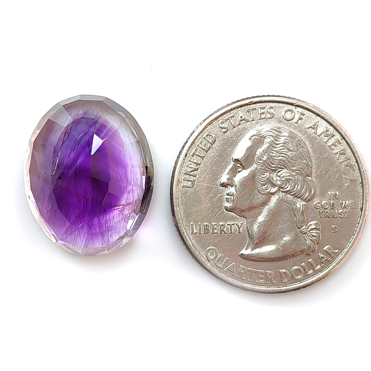 Rutile Amethyst Quartz Gemstone Faceted Cut: Natural Untreated Purple Amethyst Oval, Cushion Shape 1pc for Jewelry February Birthstone
