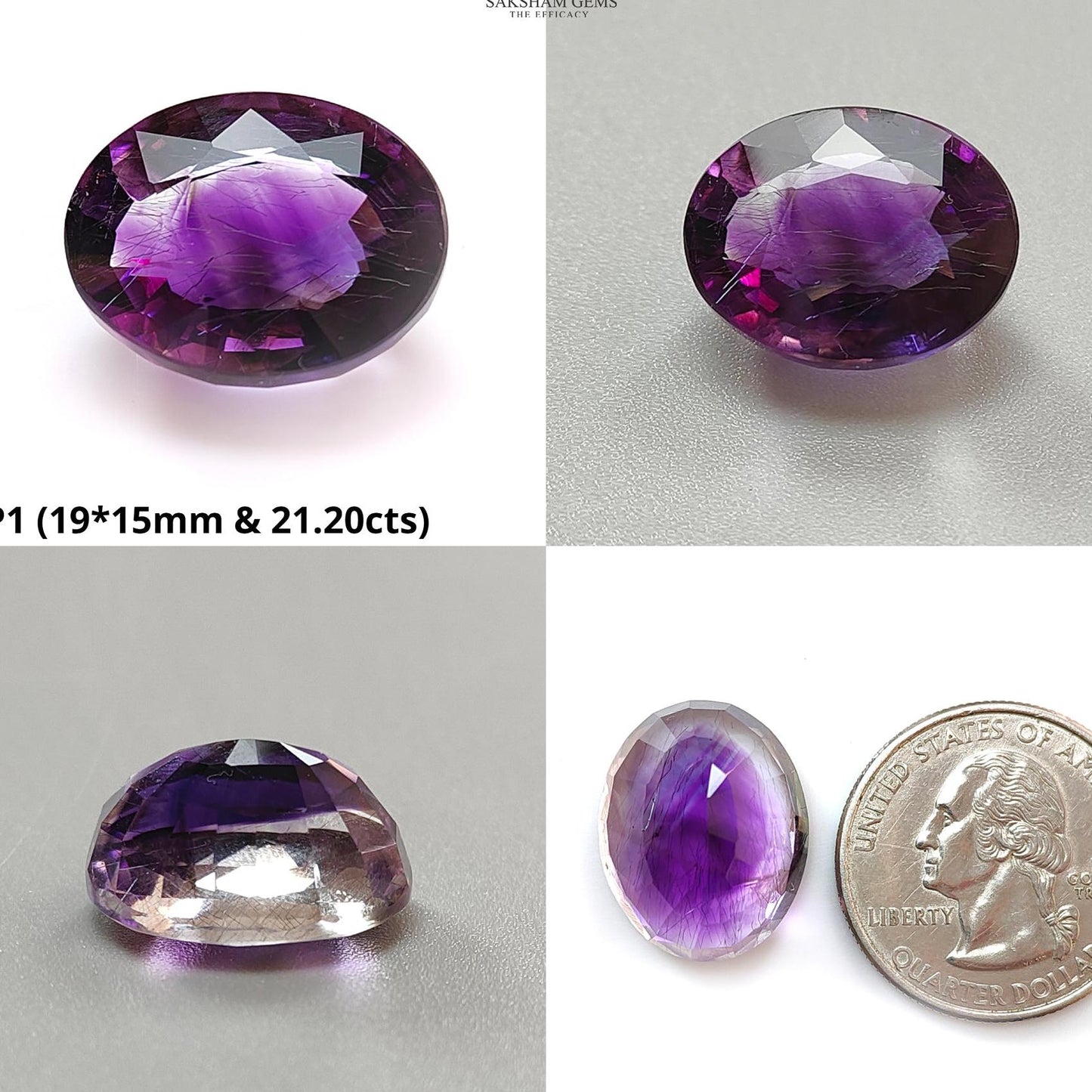 Rutile Amethyst Quartz Gemstone Faceted Cut: Natural Untreated Purple Amethyst Oval, Cushion Shape 1pc for Jewelry February Birthstone
