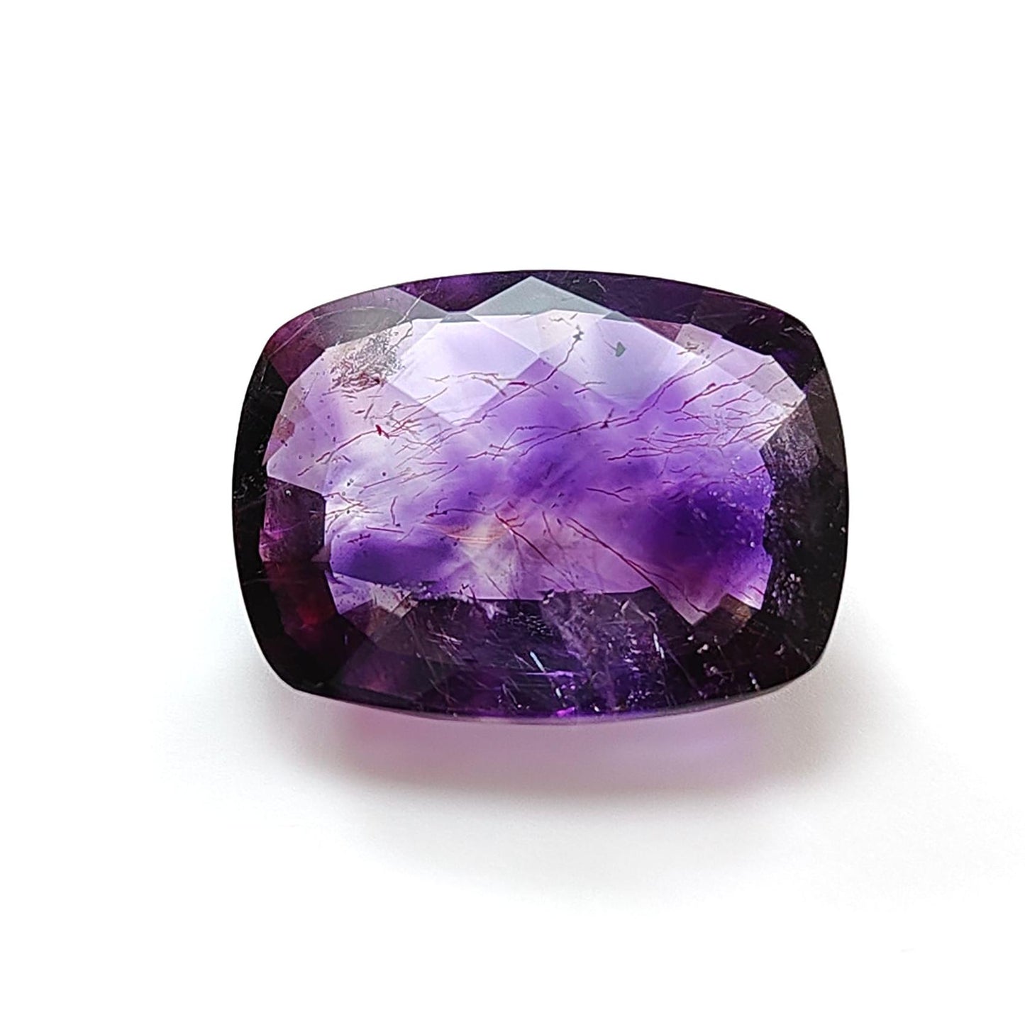 Rutile Amethyst Quartz Gemstone Faceted Cut: Natural Untreated Purple Amethyst Oval, Cushion Shape 1pc for Jewelry February Birthstone