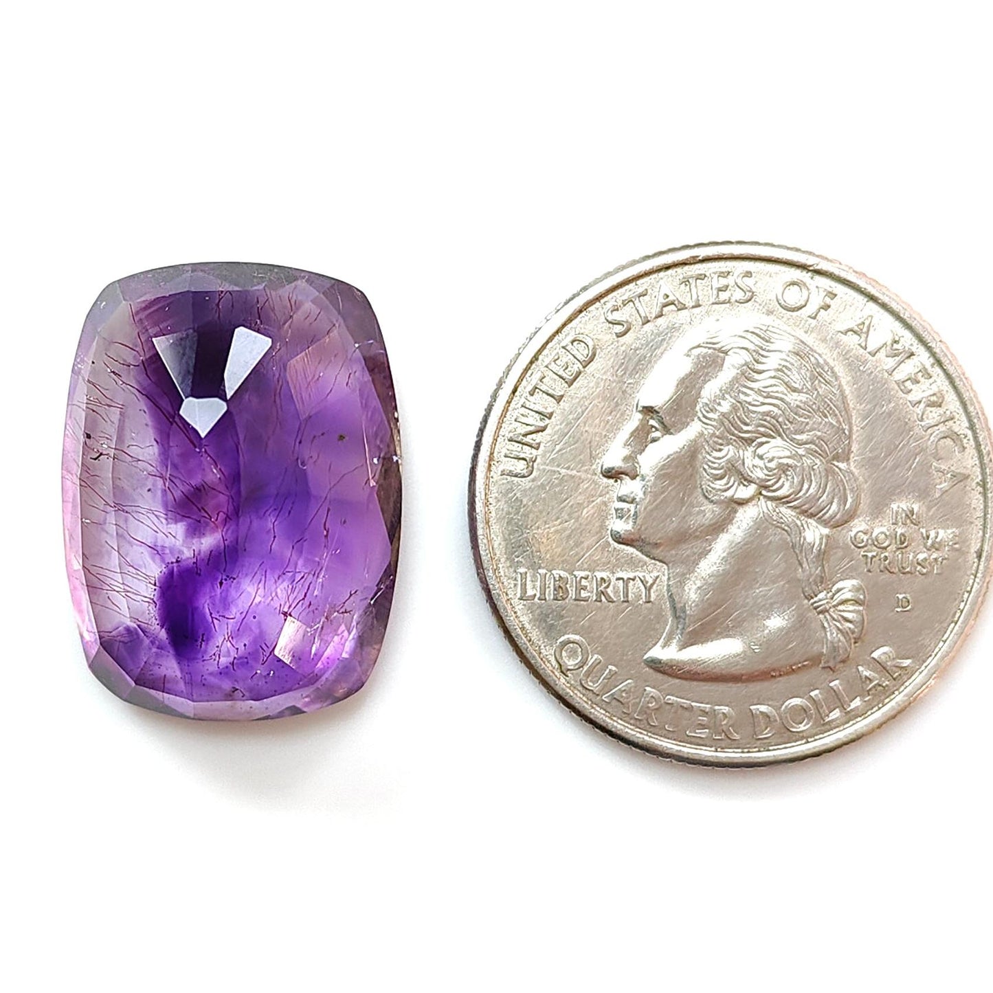 Rutile Amethyst Quartz Gemstone Faceted Cut: Natural Untreated Purple Amethyst Oval, Cushion Shape 1pc for Jewelry February Birthstone