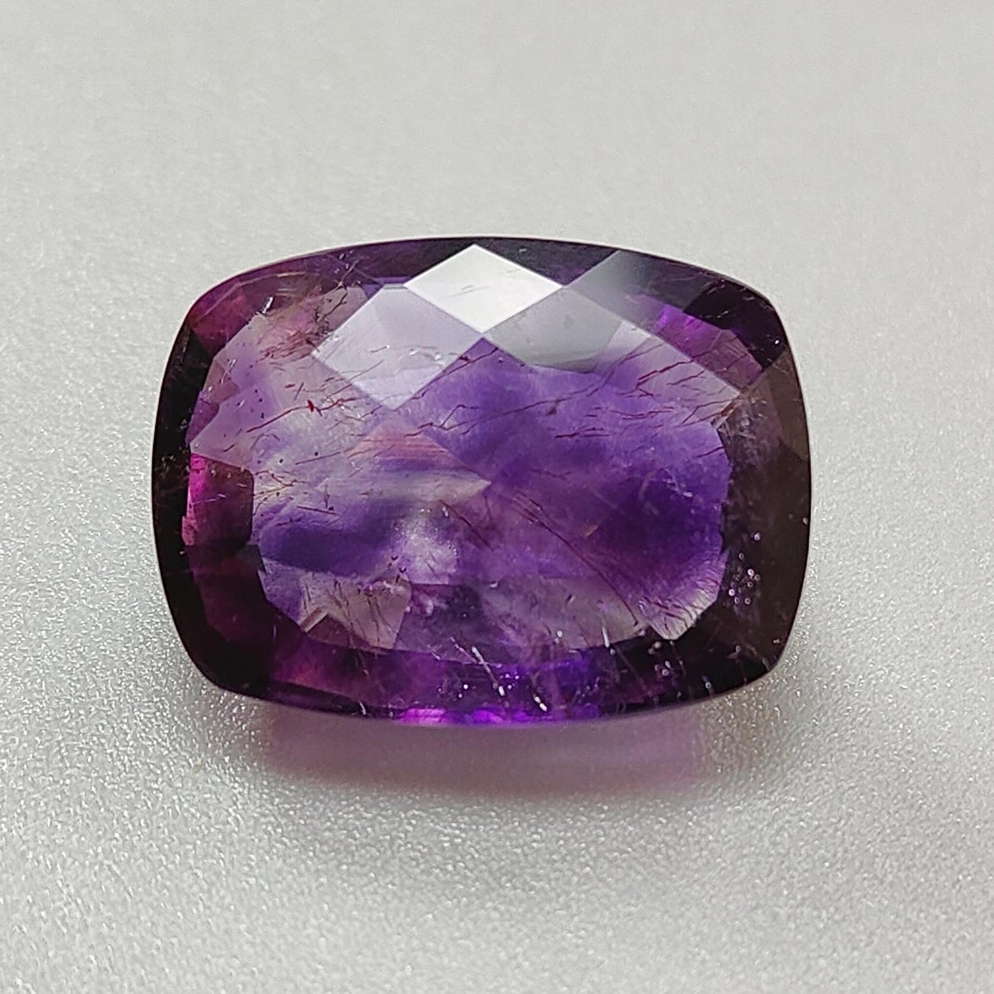 Rutile Amethyst Quartz Gemstone Faceted Cut: Natural Untreated Purple Amethyst Oval, Cushion Shape 1pc for Jewelry February Birthstone