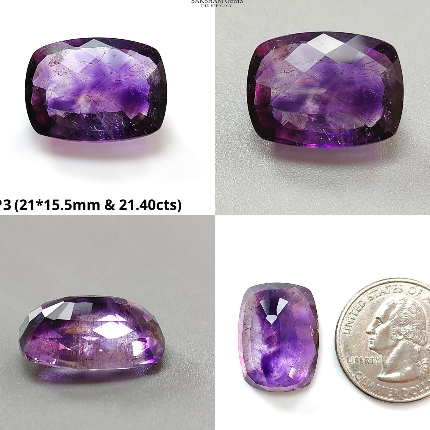 Rutile Amethyst Quartz Gemstone Faceted Cut: Natural Untreated Purple Amethyst Oval, Cushion Shape 1pc for Jewelry February Birthstone