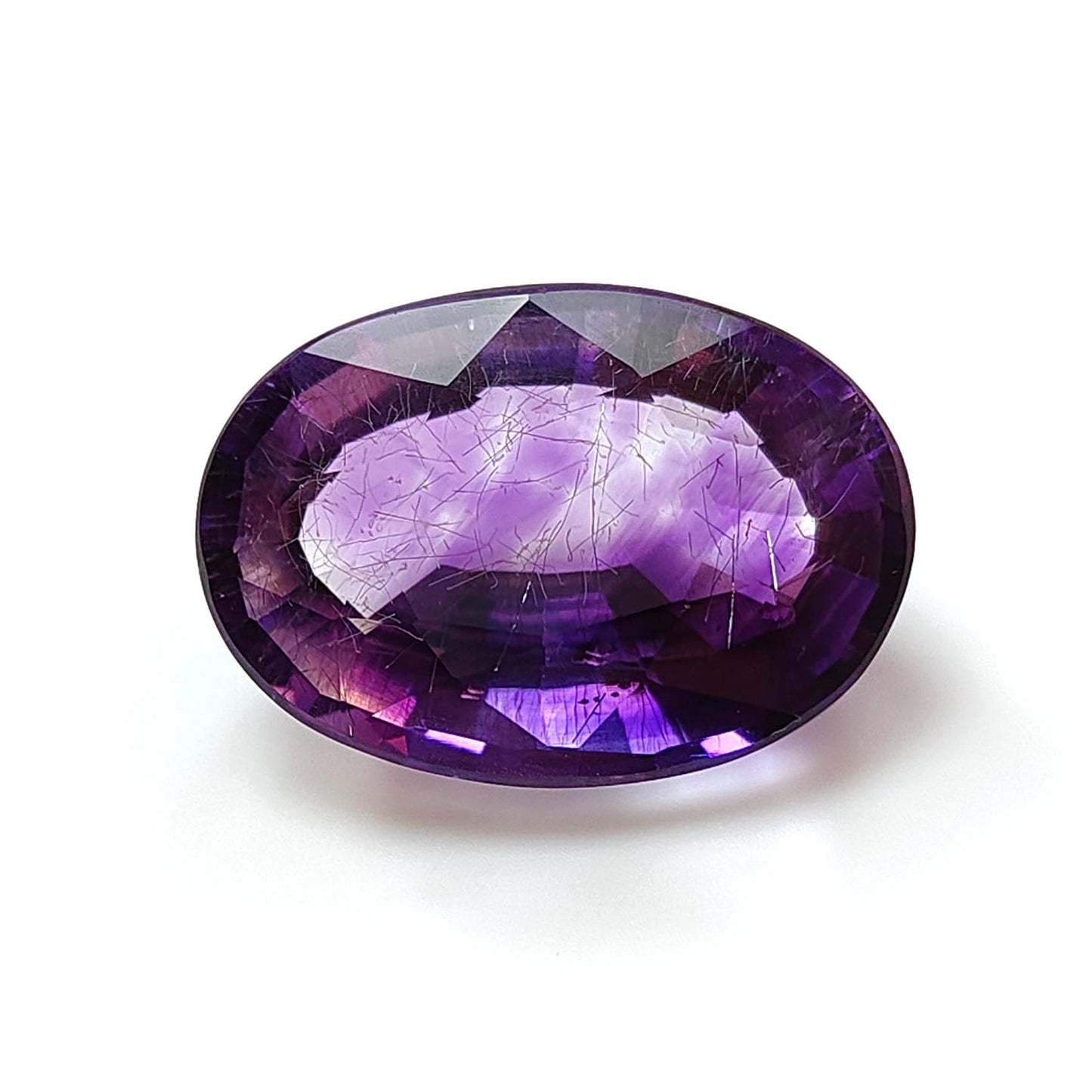 Rutile Amethyst Quartz Gemstone Faceted Cut: Natural Untreated Purple Amethyst Oval, Cushion Shape 1pc for Jewelry February Birthstone
