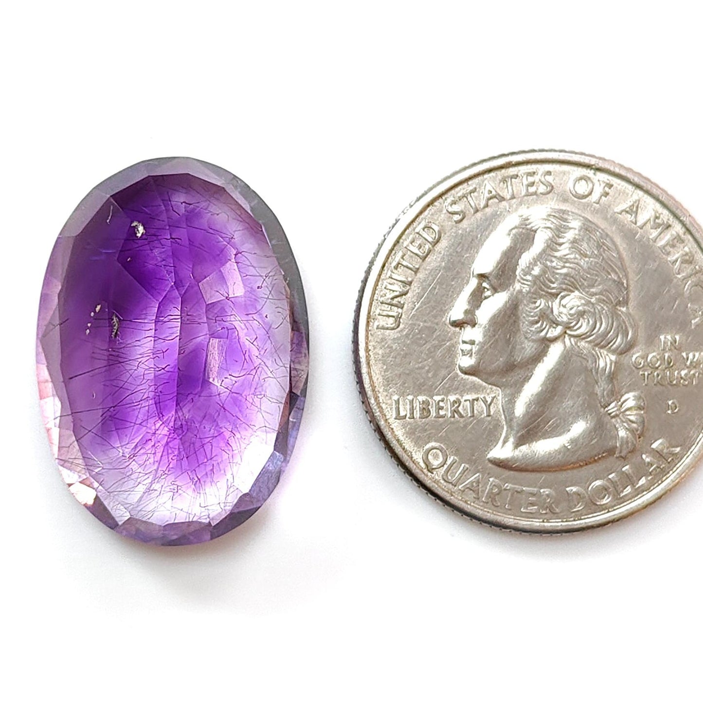 Rutile Amethyst Quartz Gemstone Faceted Cut: Natural Untreated Purple Amethyst Oval, Cushion Shape 1pc for Jewelry February Birthstone