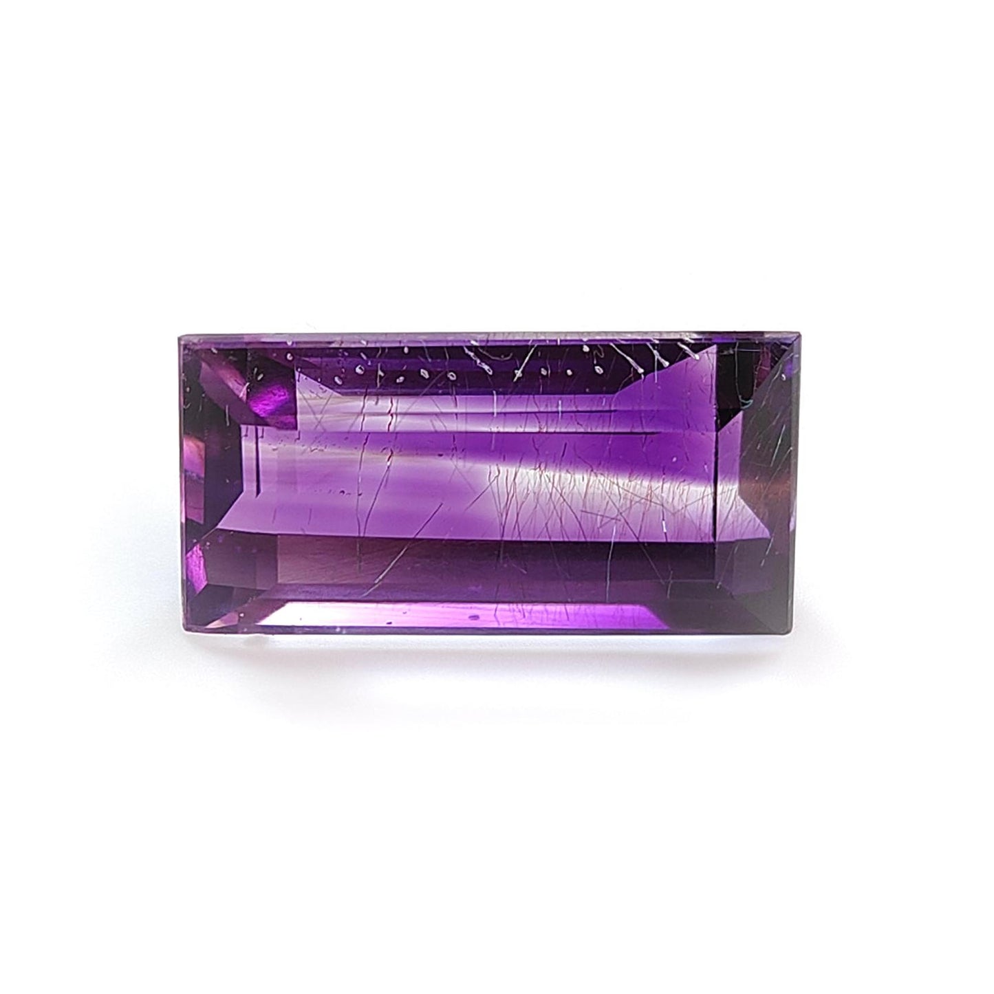 Rutile Amethyst Quartz Gemstone Faceted Cut: Natural Untreated Purple Amethyst Baguette Shape 1pc for Jewelry February Birthstone