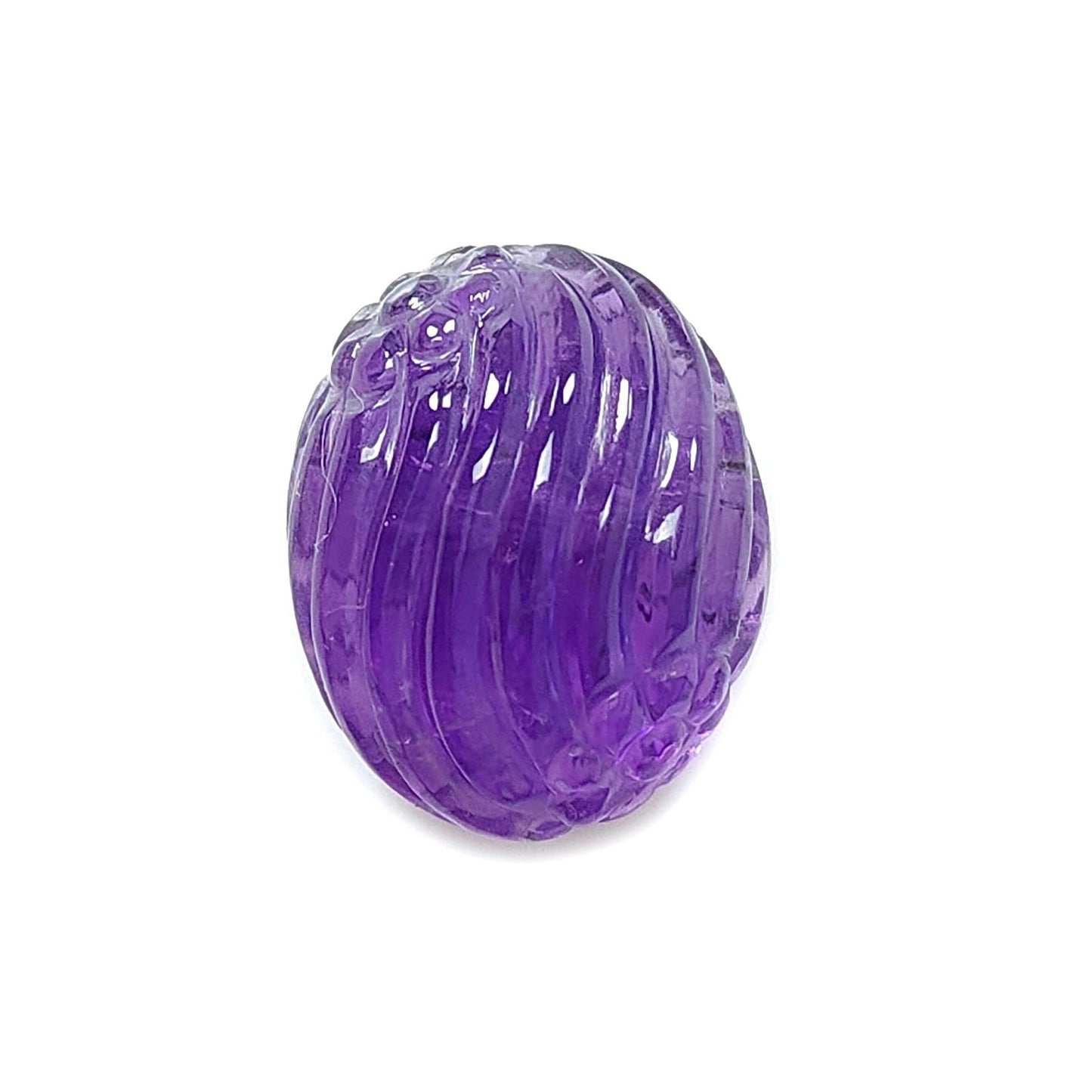 Purple Amethyst Quartz Gemstone Carving: Natural Untreated Unheated Amethyst Hand Carved Oval Shape 1pc for Jewelry February Birthstone