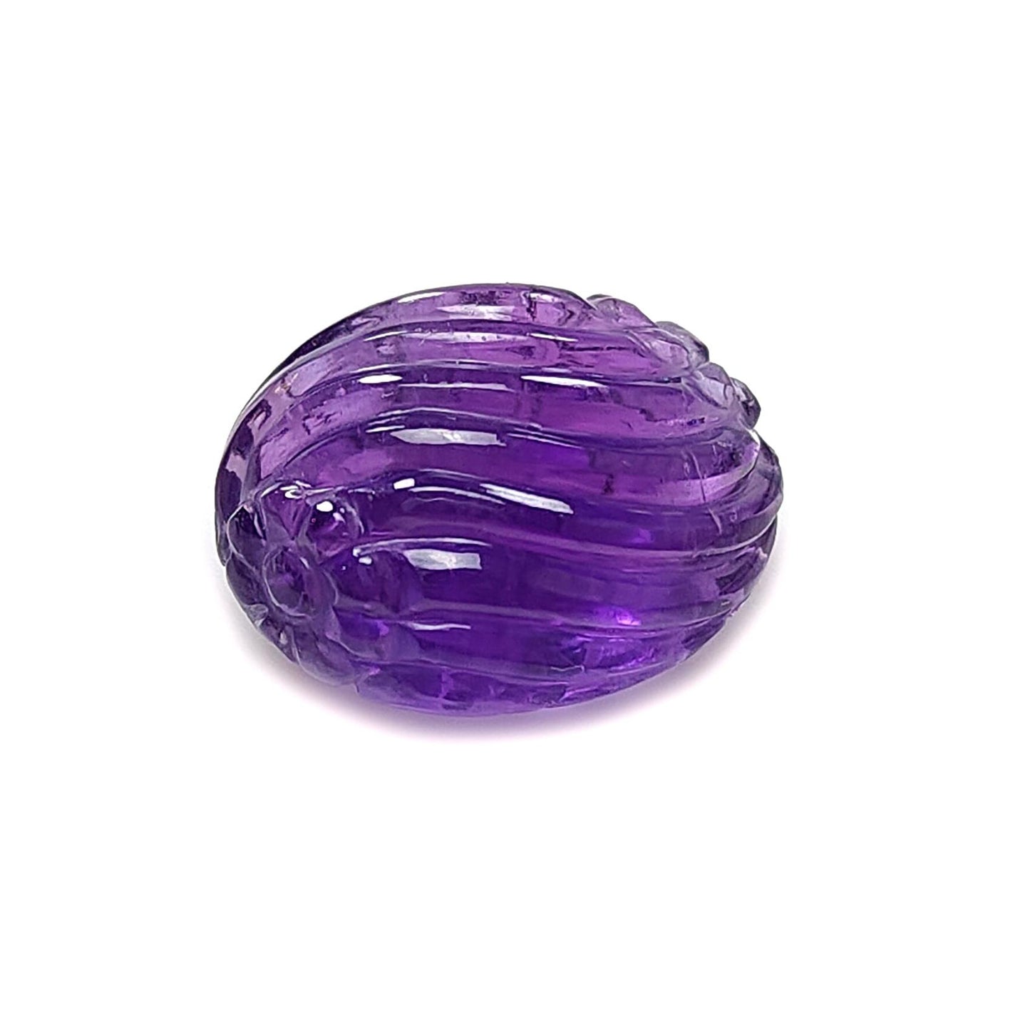 Purple Amethyst Quartz Gemstone Carving: Natural Untreated Unheated Amethyst Hand Carved Oval Shape 1pc for Jewelry February Birthstone