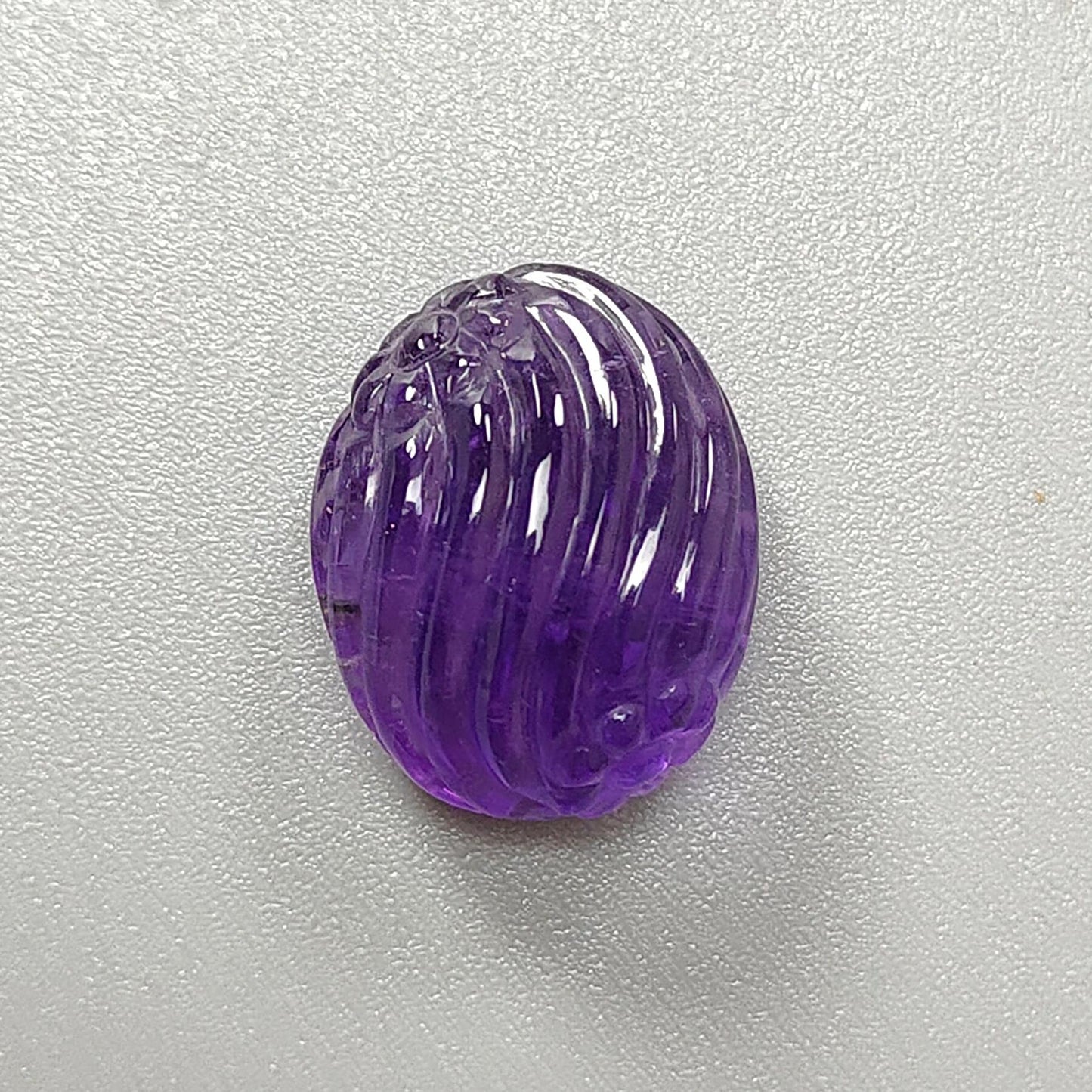 Purple Amethyst Quartz Gemstone Carving: Natural Untreated Unheated Amethyst Hand Carved Oval Shape 1pc for Jewelry February Birthstone