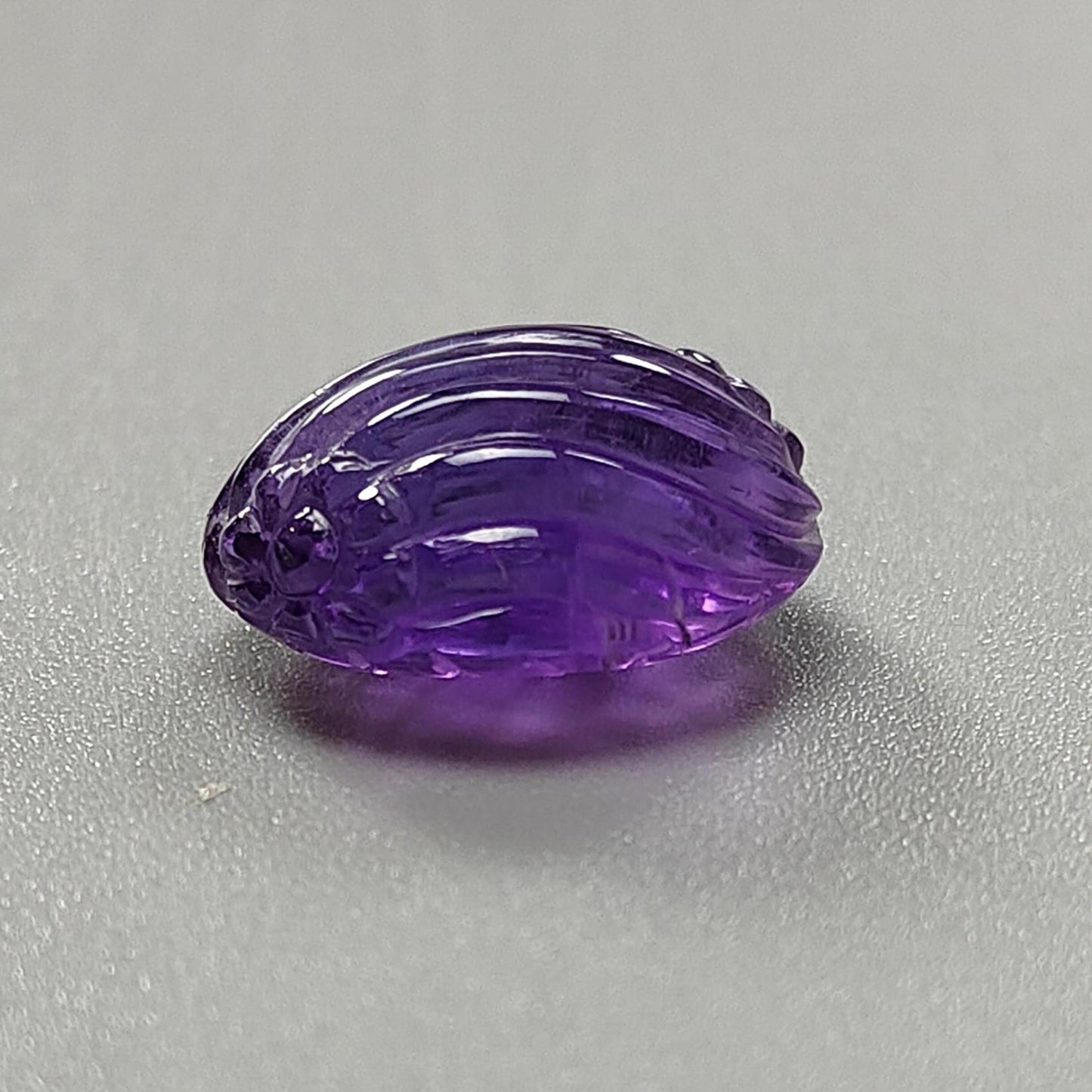 Purple Amethyst Quartz Gemstone Carving: Natural Untreated Unheated Amethyst Hand Carved Oval Shape 1pc for Jewelry February Birthstone