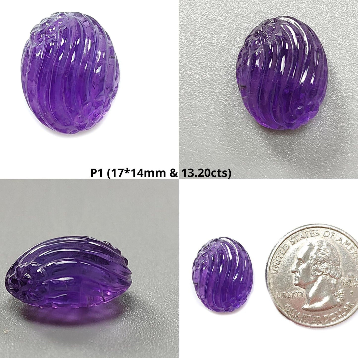 Purple Amethyst Quartz Gemstone Carving: Natural Untreated Unheated Amethyst Hand Carved Oval Shape 1pc for Jewelry February Birthstone