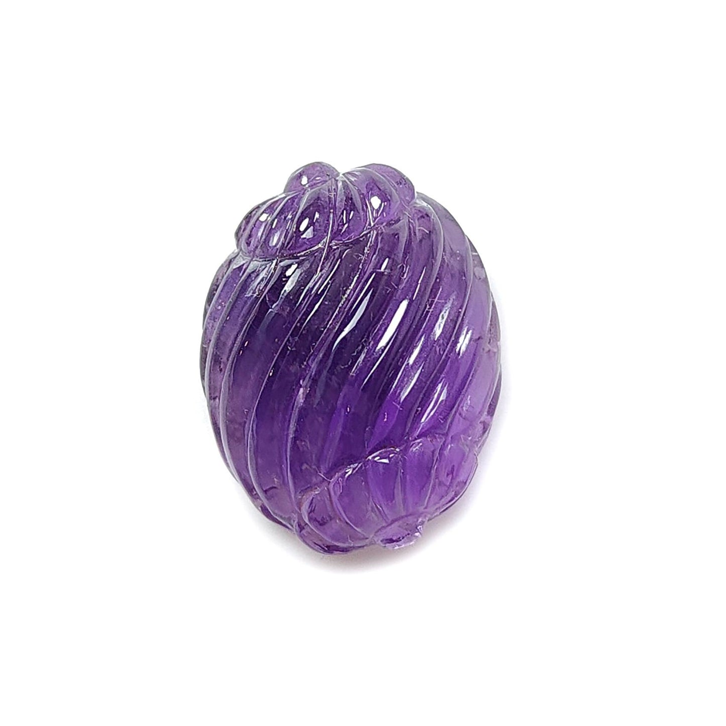 Purple Amethyst Quartz Gemstone Carving: Natural Untreated Unheated Amethyst Hand Carved Oval Shape 1pc for Jewelry February Birthstone