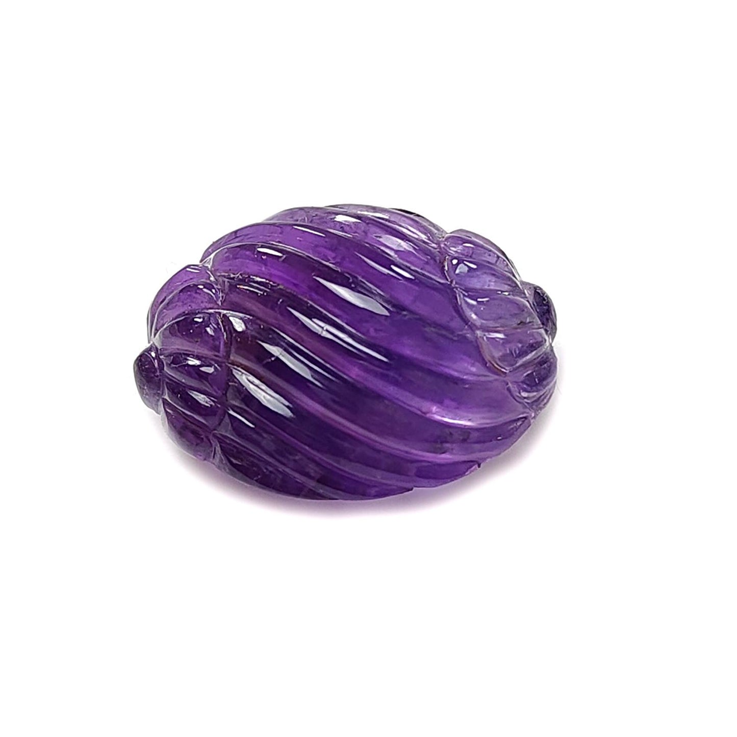 Purple Amethyst Quartz Gemstone Carving: Natural Untreated Unheated Amethyst Hand Carved Oval Shape 1pc for Jewelry February Birthstone