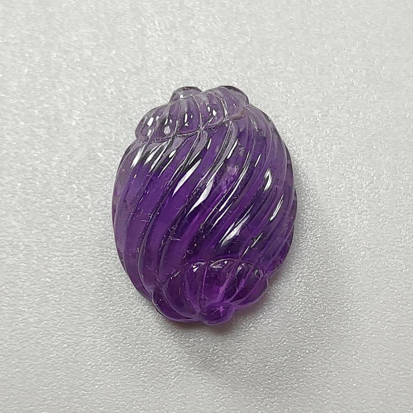 Purple Amethyst Quartz Gemstone Carving: Natural Untreated Unheated Amethyst Hand Carved Oval Shape 1pc for Jewelry February Birthstone