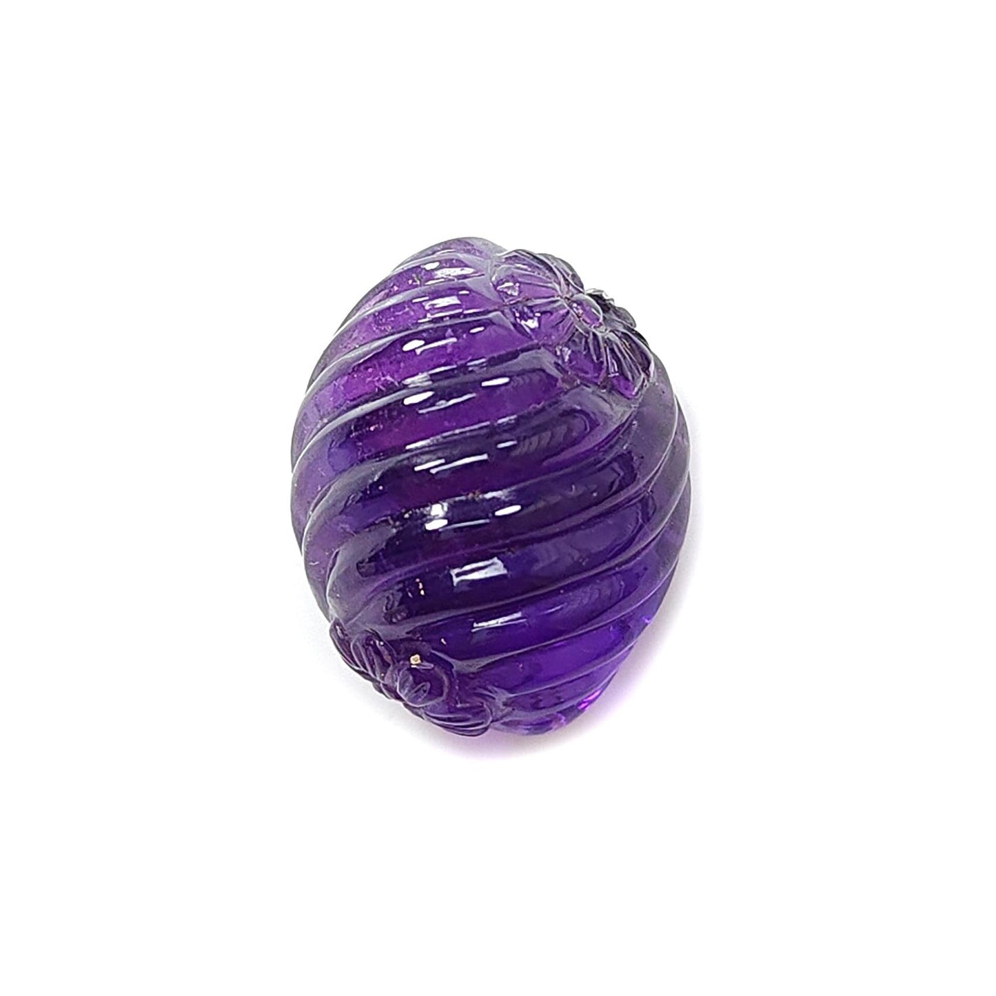 Purple Amethyst Quartz Gemstone Carving: Natural Untreated Unheated Amethyst Hand Carved Oval Shape 1pc for Jewelry February Birthstone
