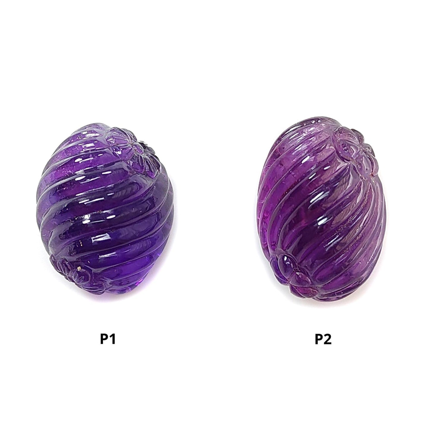 Purple Amethyst Quartz Gemstone Carving: Natural Untreated Unheated Amethyst Hand Carved Oval Shape 1pc for Jewelry February Birthstone