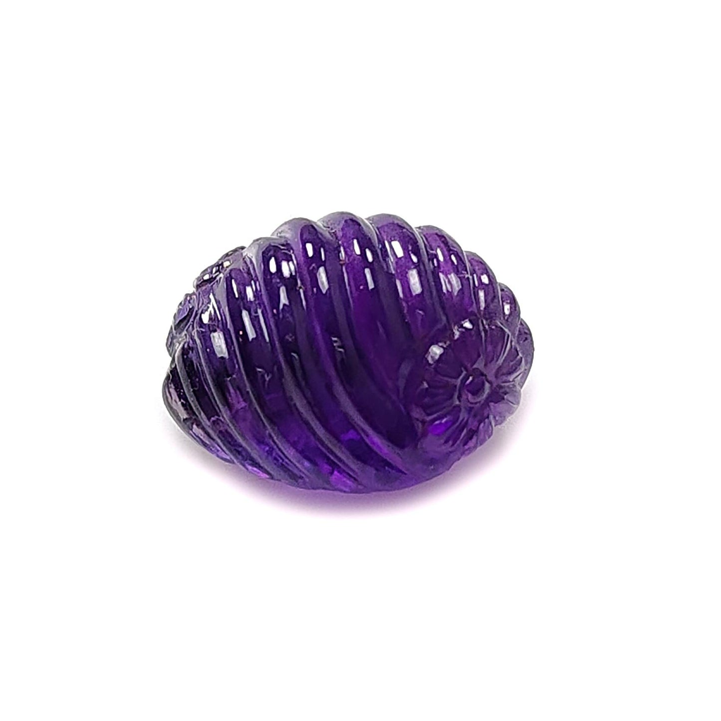 Purple Amethyst Quartz Gemstone Carving: Natural Untreated Unheated Amethyst Hand Carved Oval Shape 1pc for Jewelry February Birthstone