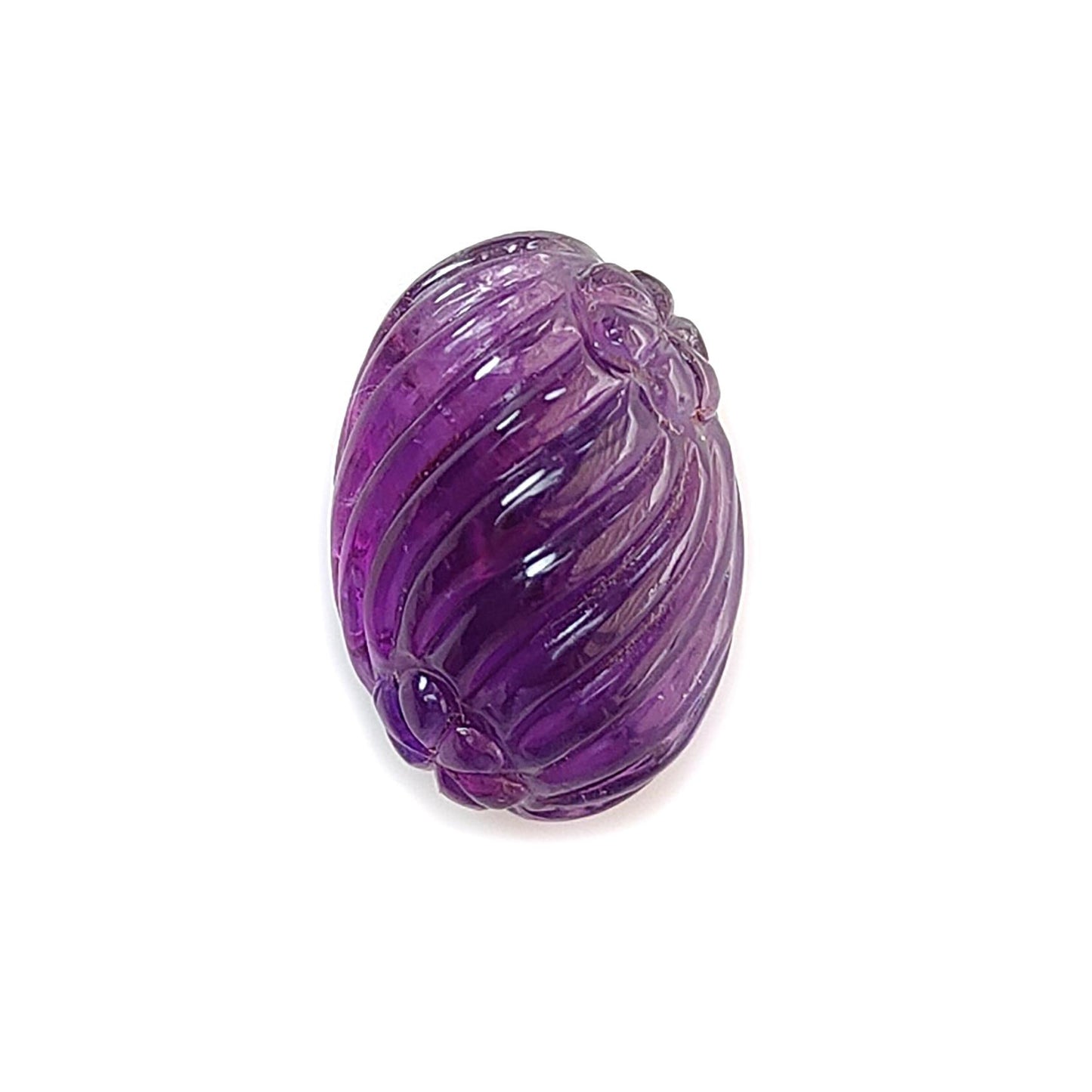 Purple Amethyst Quartz Gemstone Carving: Natural Untreated Unheated Amethyst Hand Carved Oval Shape 1pc for Jewelry February Birthstone