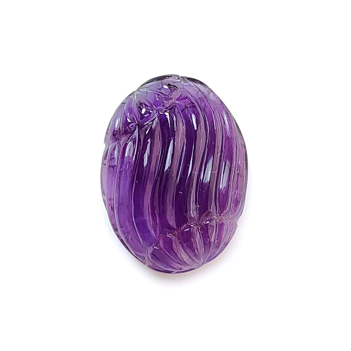 Purple Amethyst Quartz Gemstone Carving: Natural Untreated Unheated Amethyst Hand Carved Oval Shape 1pc for Jewelry February Birthstone