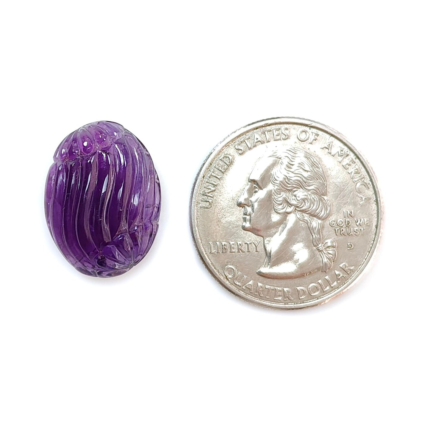 Purple Amethyst Quartz Gemstone Carving: Natural Untreated Unheated Amethyst Hand Carved Oval Shape 1pc for Jewelry February Birthstone
