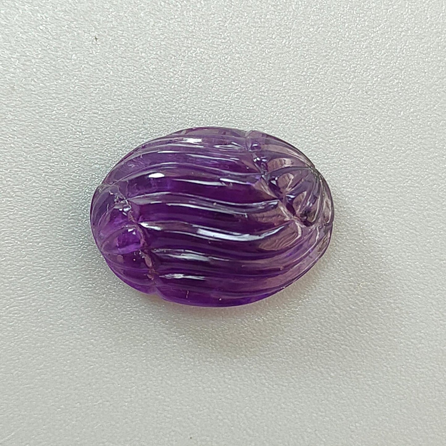 Purple Amethyst Quartz Gemstone Carving: Natural Untreated Unheated Amethyst Hand Carved Oval Shape 1pc for Jewelry February Birthstone
